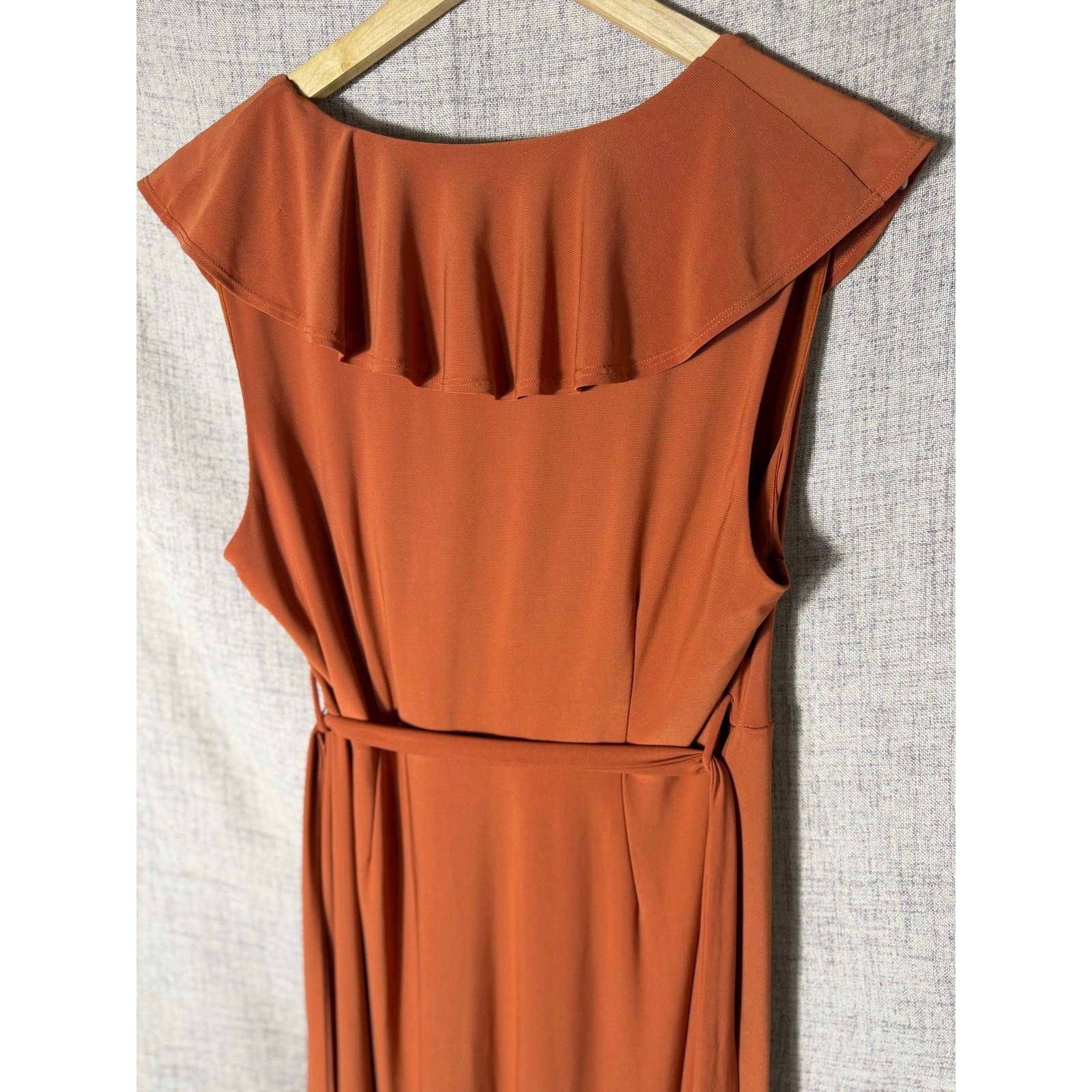 EST. 1946 Terracotta Ruffle Wrap Maxi Dress Sleeveless Faux Wrap Women’s Large