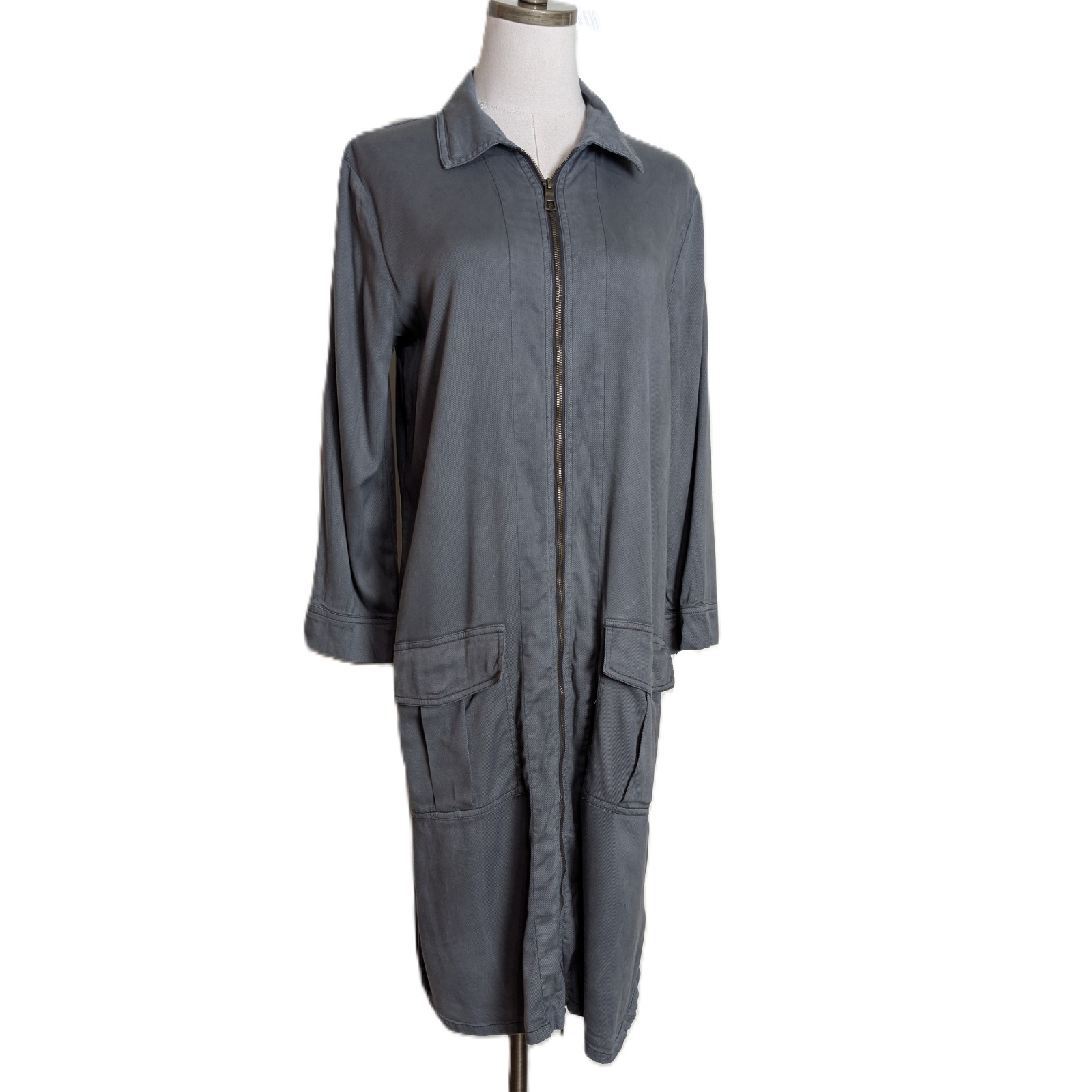 XCVI Versatile Hybrid Utility Jacket Dress Sz S Dark Gray Full Zip Cargo Pockets