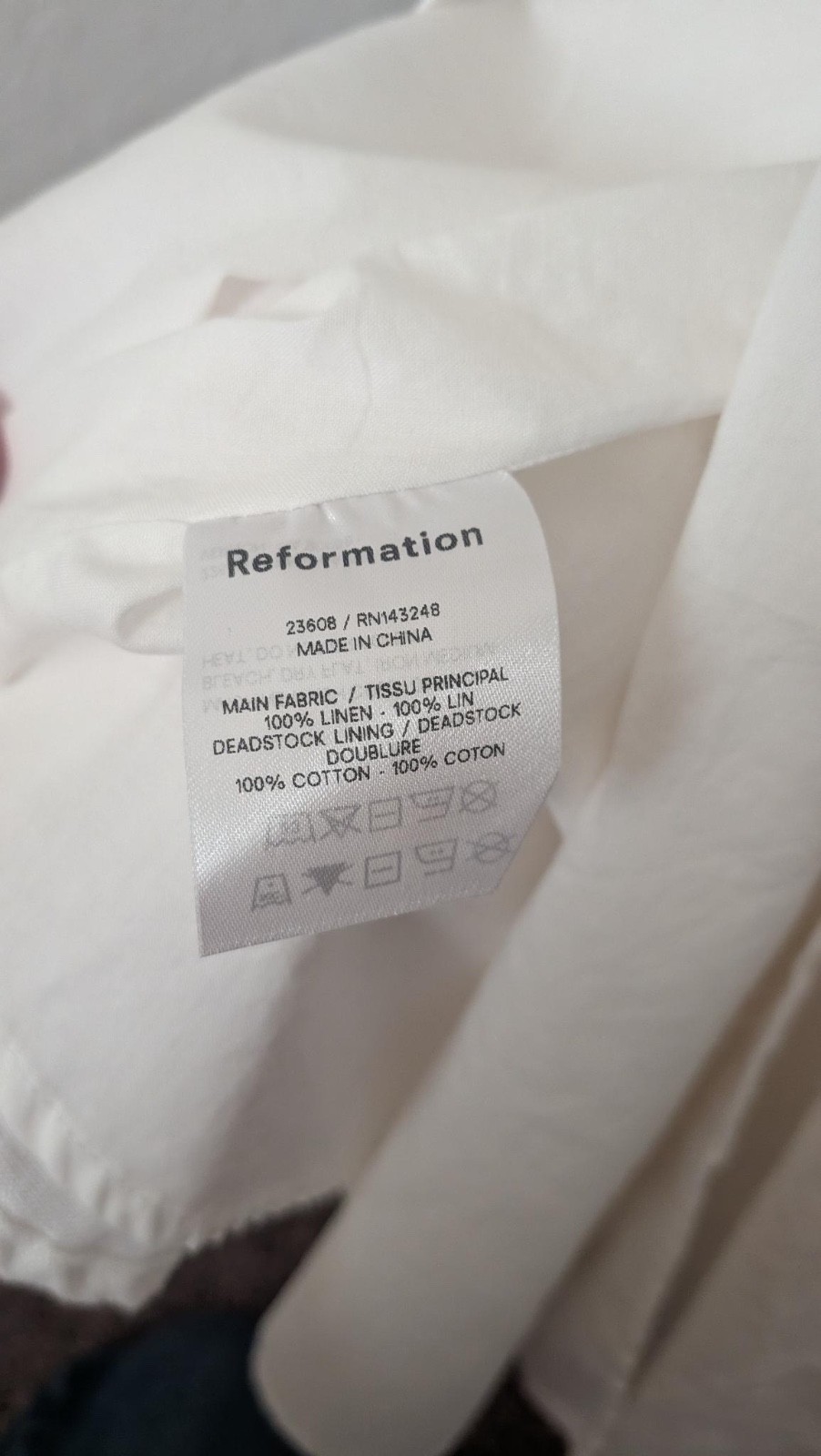 Reformation Amethyst White Dress, Size 10, 100% Linen, Great Condition
