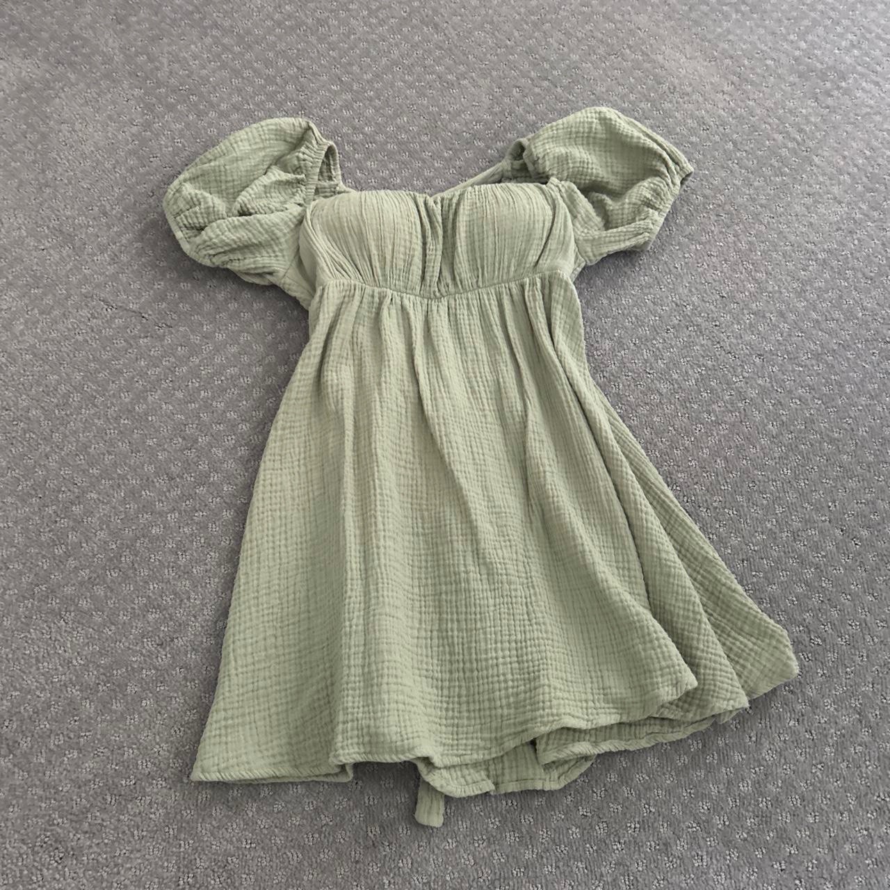 Princess Polly Lets Dance Mini Dress Green Babydoll Puff Sleeve Size 2