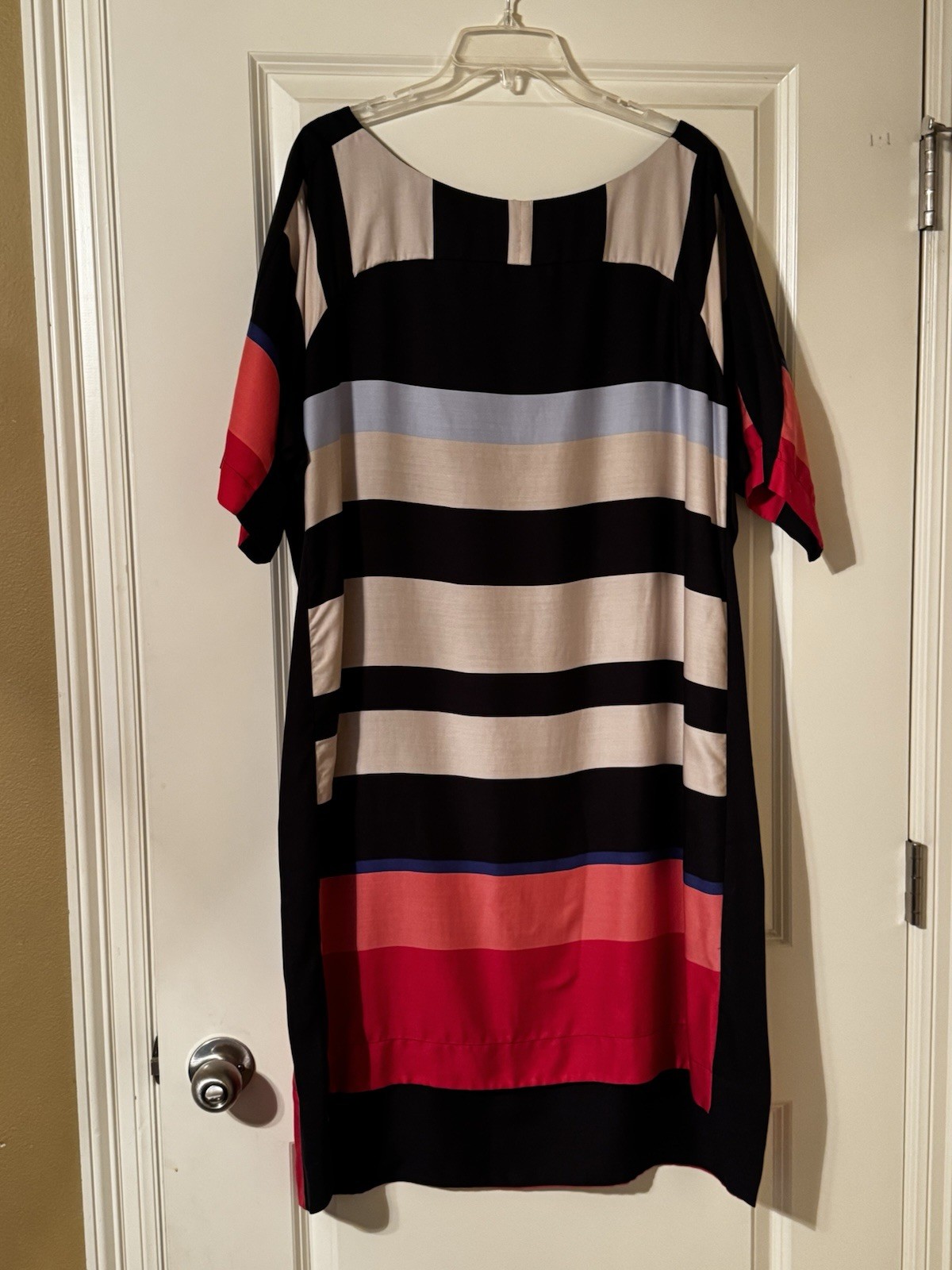 ann taylor colorblock shift dress lined short sleeve round neck knee length xxl