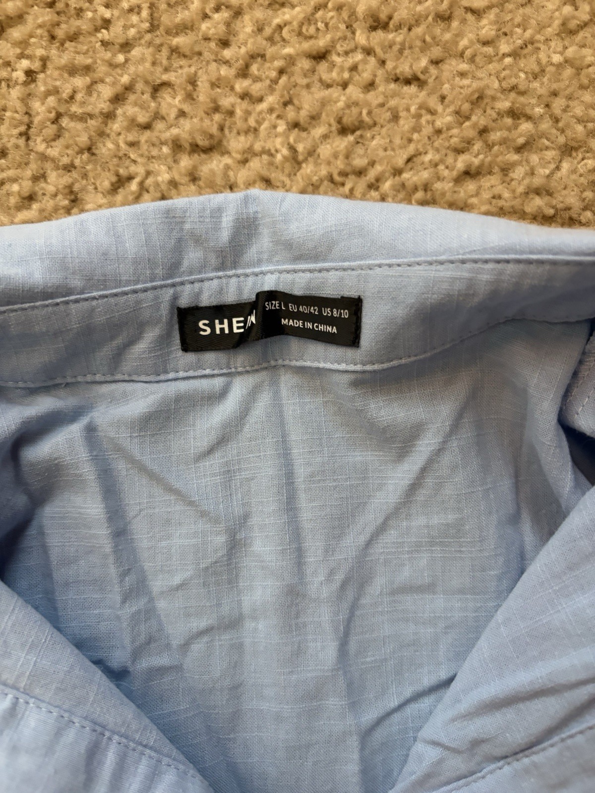 SHEIN Blue Chambray 100 % Cotton Collared Button Front Shirt Dress sz L