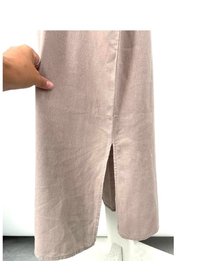 Cynthia Sleeveless Linen Shift Dress Beige/Black Embroidery sz. L/XL NWOT $ 145