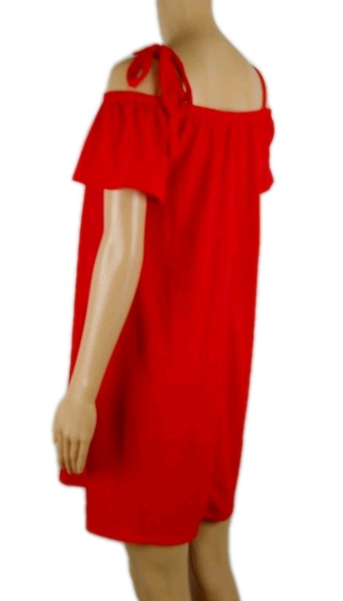 NWOT Green Envelope Solid Red Off the Shoulder Shift Dress Women’s Size Medium