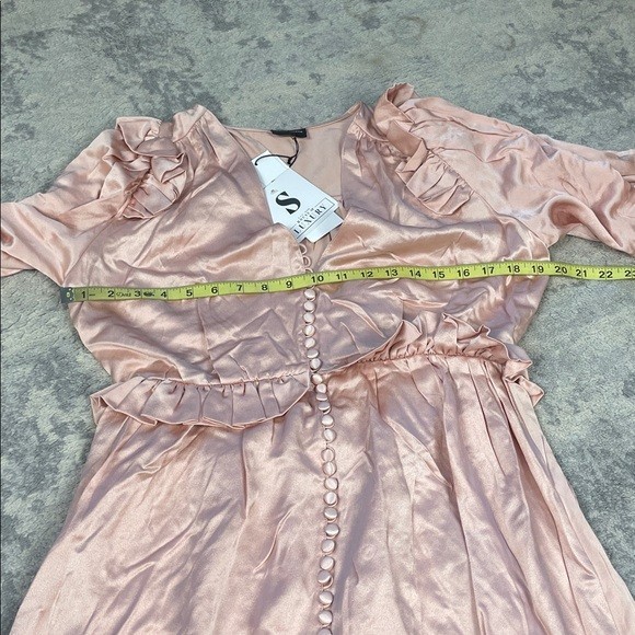 NWT Magda Butrym Tarragona Dress Ruffled Silk Satin Button Front Sz 36