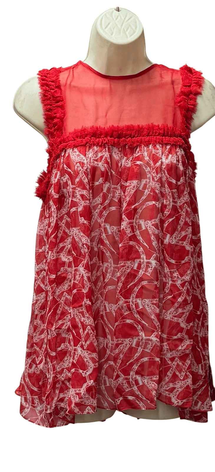 Thomas Wylde Silk Chiffon Red Muni Dress NWT Size XS