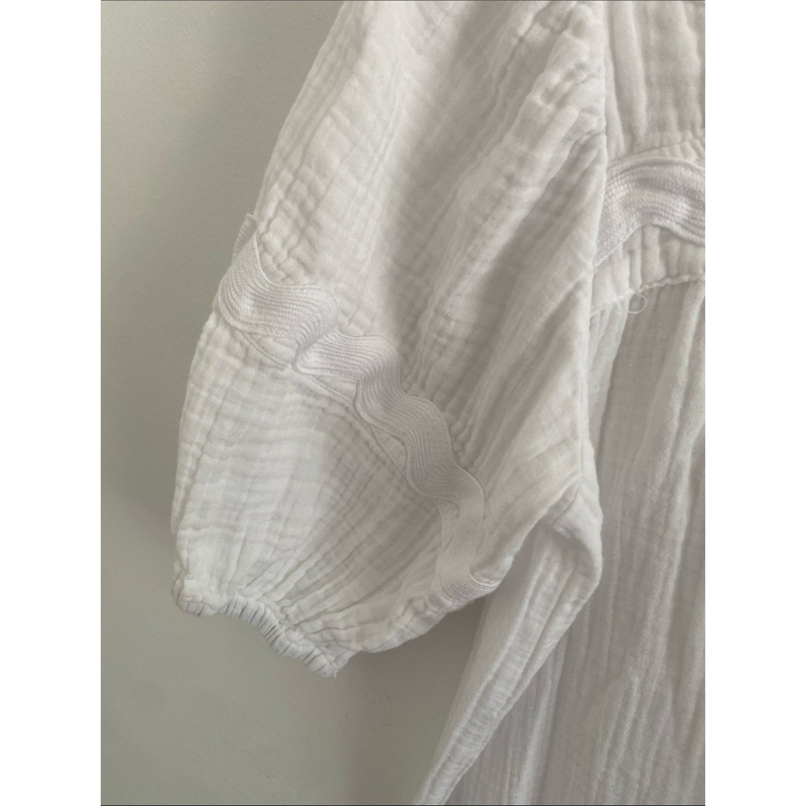 Stark X Square Neck Gauzy Cotton Puff Slv Dress White XS