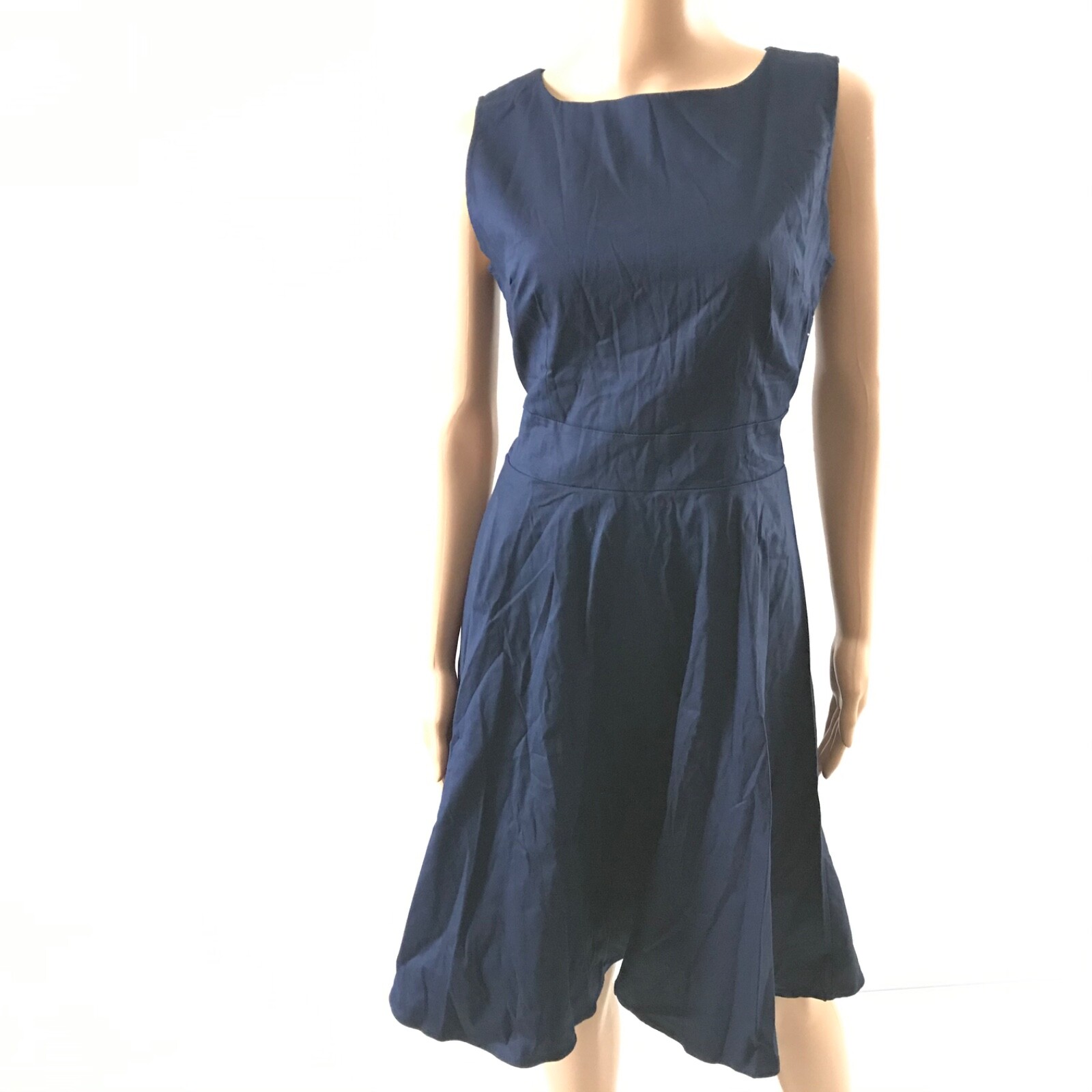 Owin Women’s Dress Size M Blue Sleeveless Fit & Flare Cotton Solid Sheath New