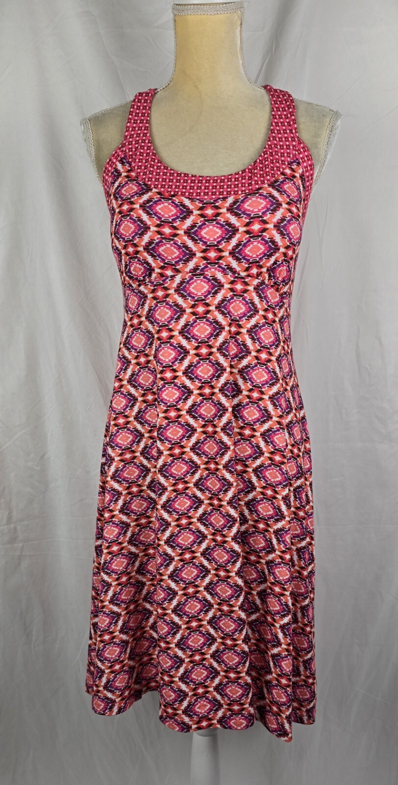 Prana Cali Dress in Azalea Guava Printed Padded Sporty Women’s Sun Dress sz M
