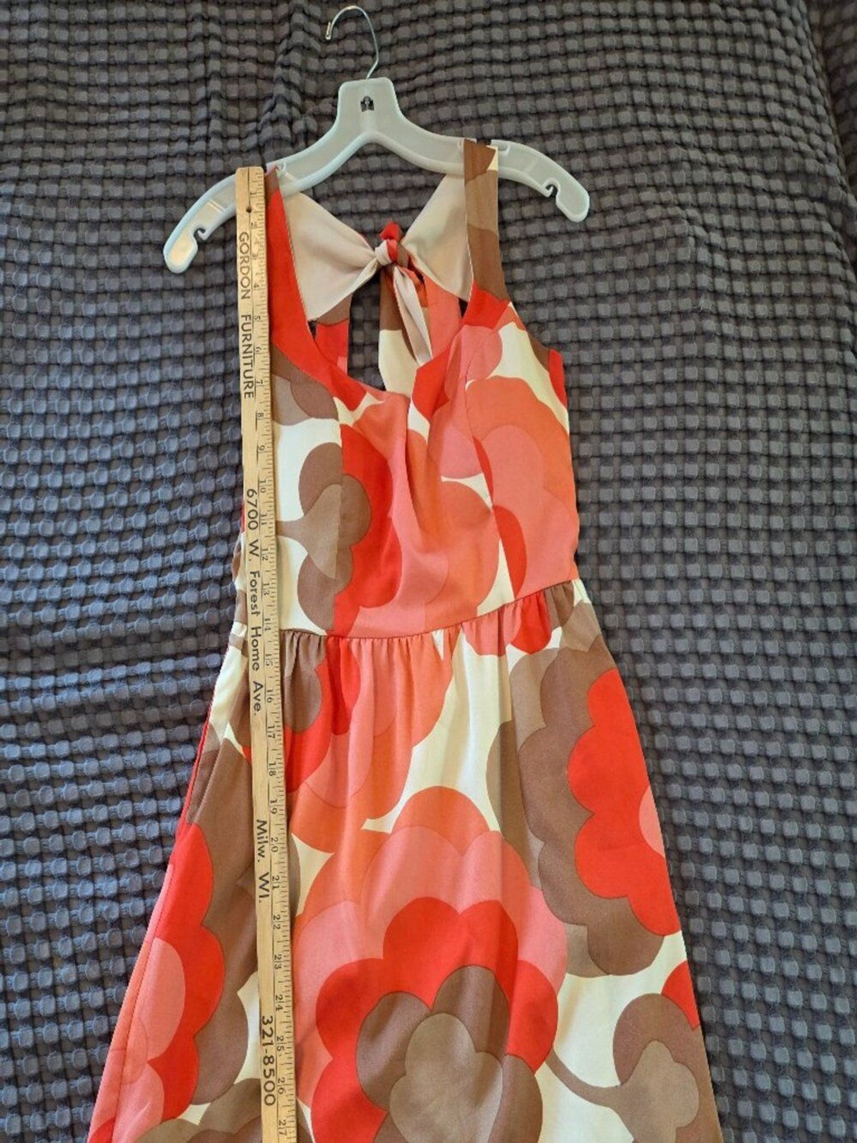 Judith March‎ Retro Orange Brown Flower Midi Dress Small