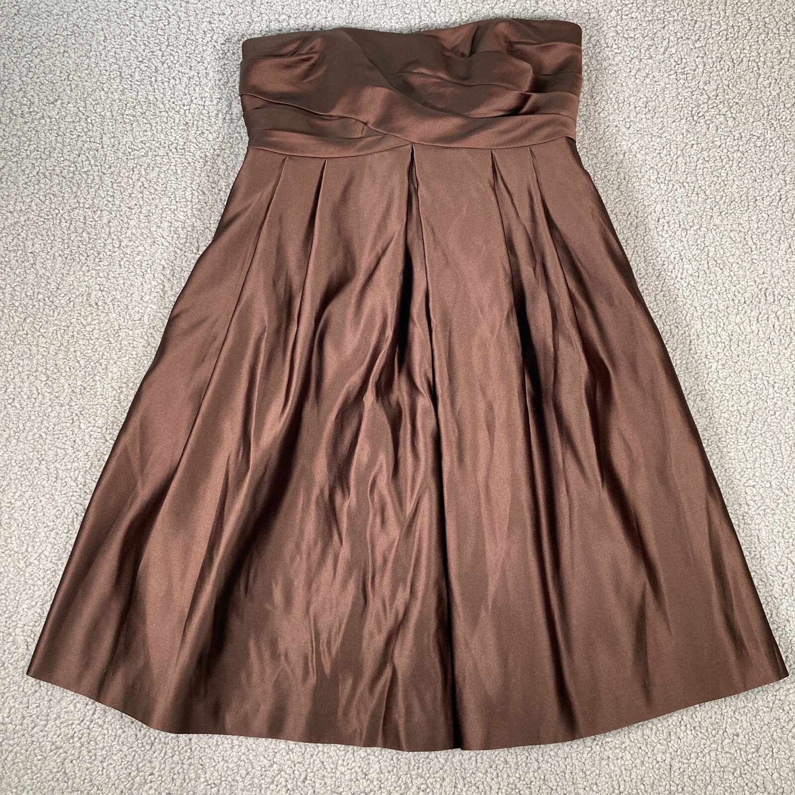 Melissa Sweet Dress Womens 6 Brown Pockets Strapless Zip-Up No Stretch