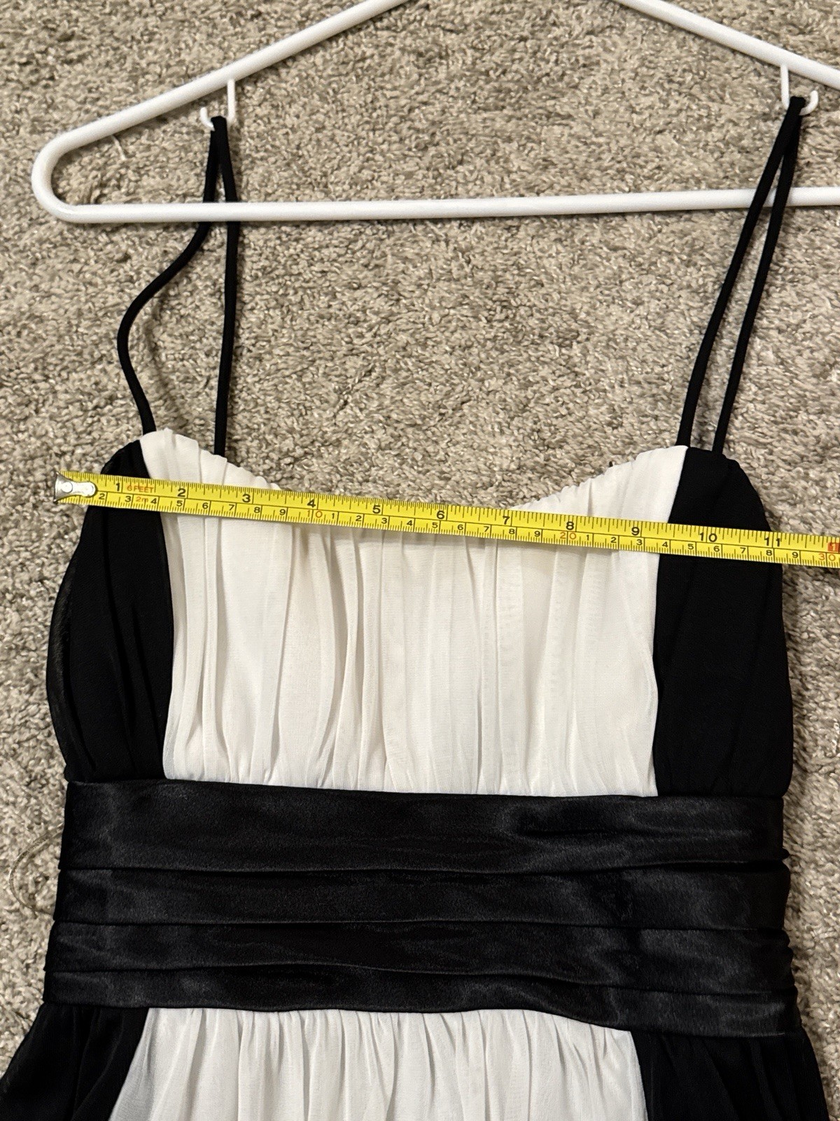 City Triangles Black/White Colorblock Chiffon A-Line Spaghetti Strap Bow L