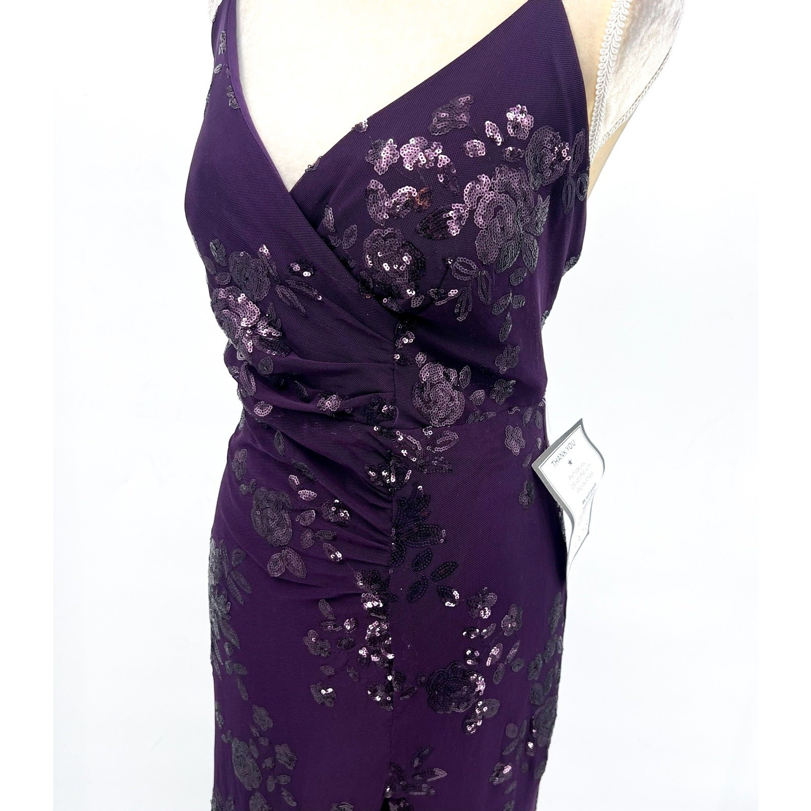 SPEECHLESS Womens Sequin Chiffon Formal Dress Size 16W Eggplant Purple NWT