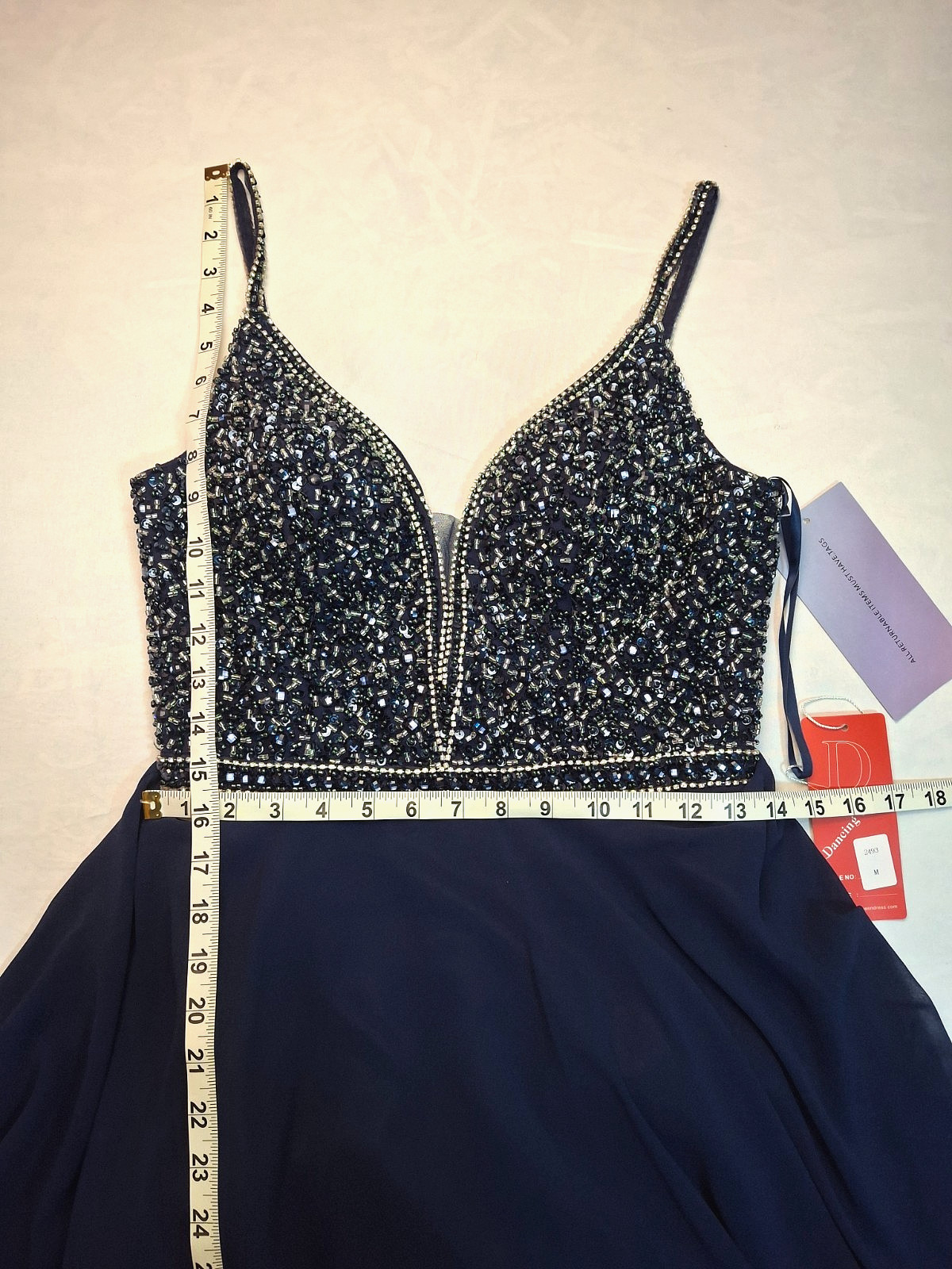 Dancing Queen lllusion Strap Sleeves A-Line Prom Gown Womens Size M NWT