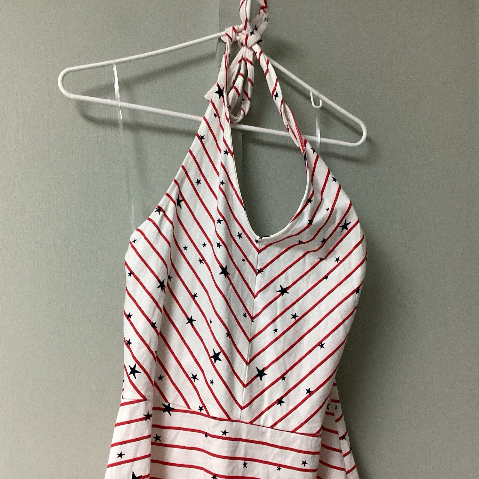 NWT SO Kohl’s Sz Large Juniors Halter Mini Dress Stretch Americana Patriotic 4th