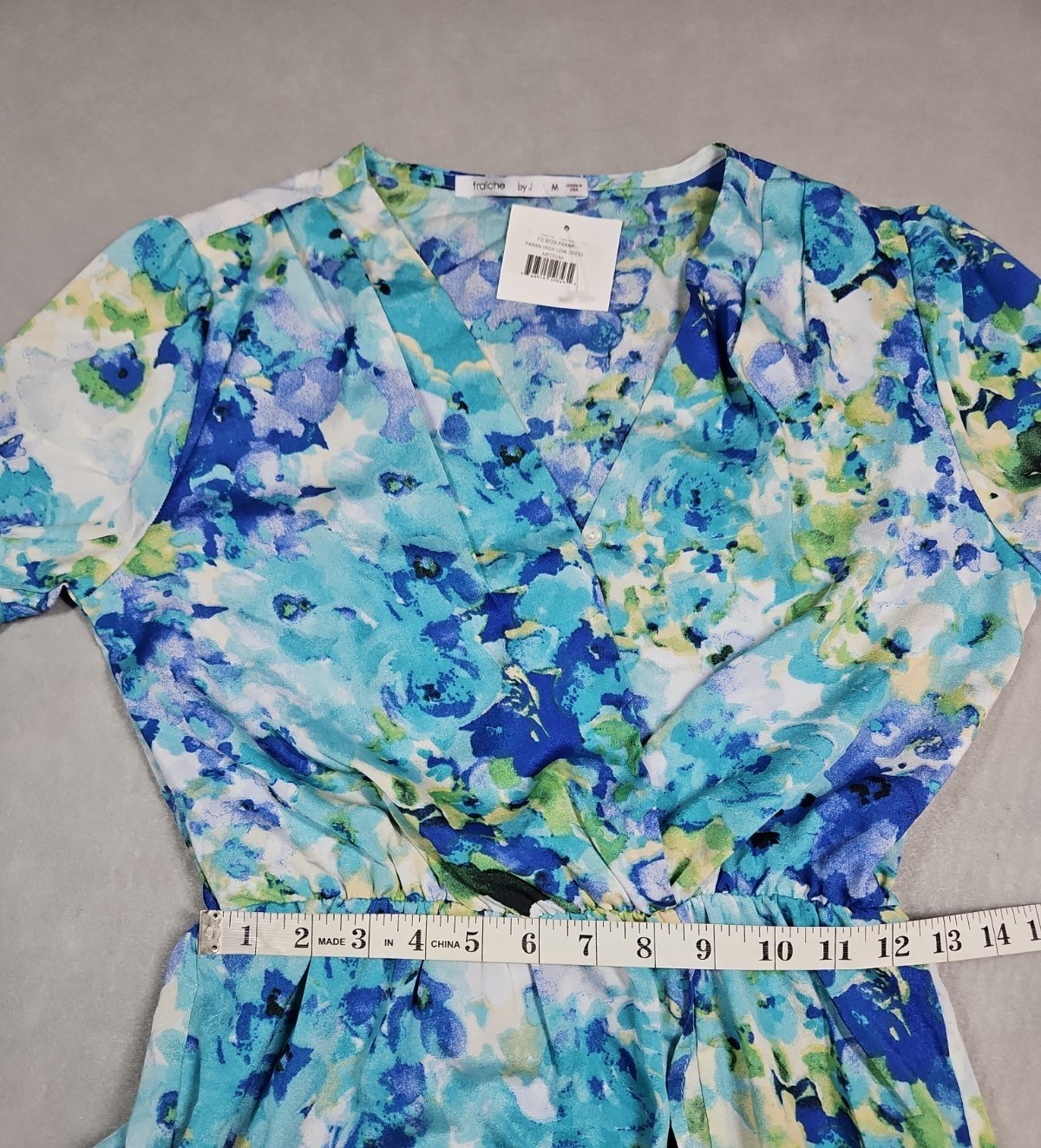 Fraiche By J Womens Blue Floral High Low Maxi Dress Size Medium NWT