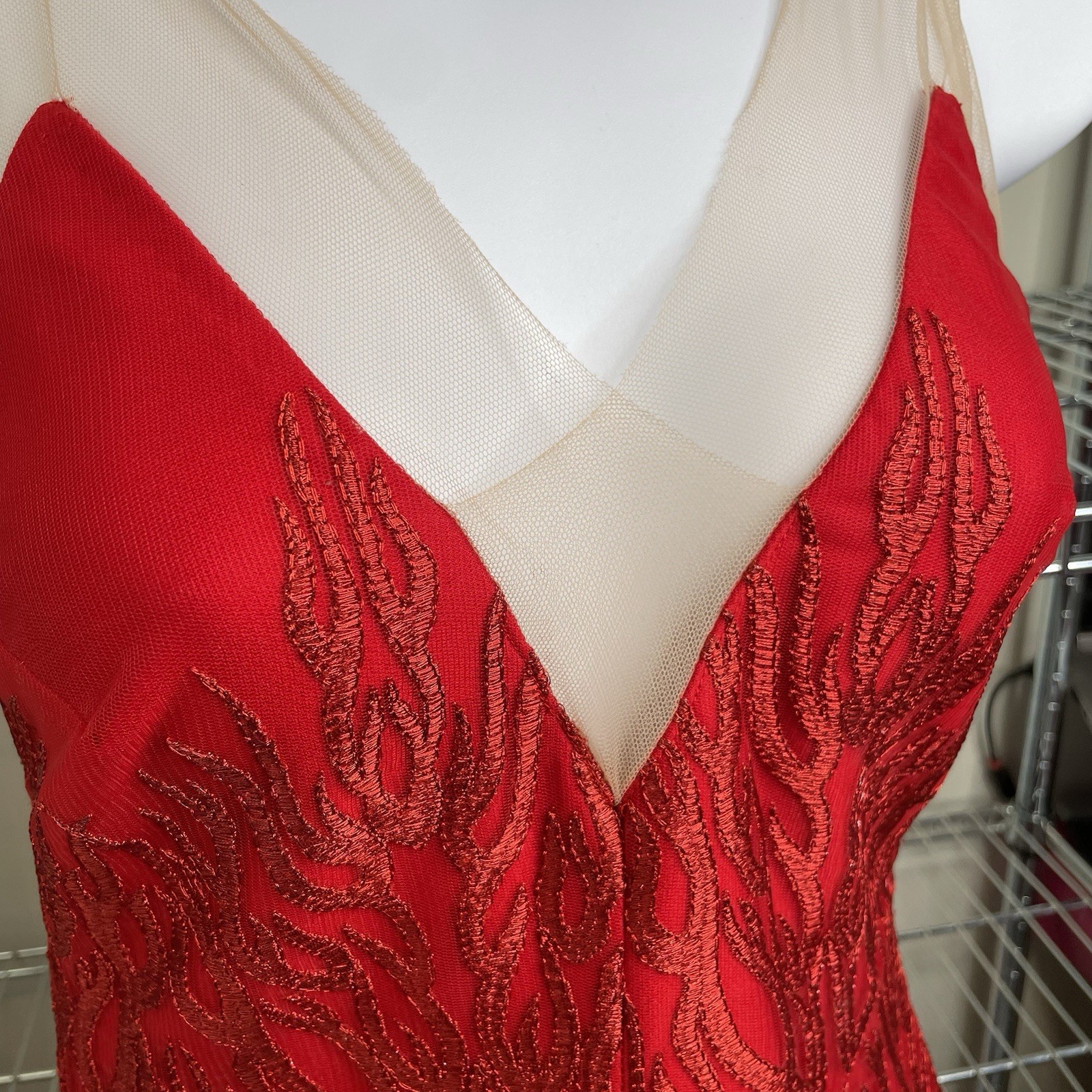 Ana Maria Mariano Red Evening Gown Est. Size 2 Bodycon Statement Va Va Voom