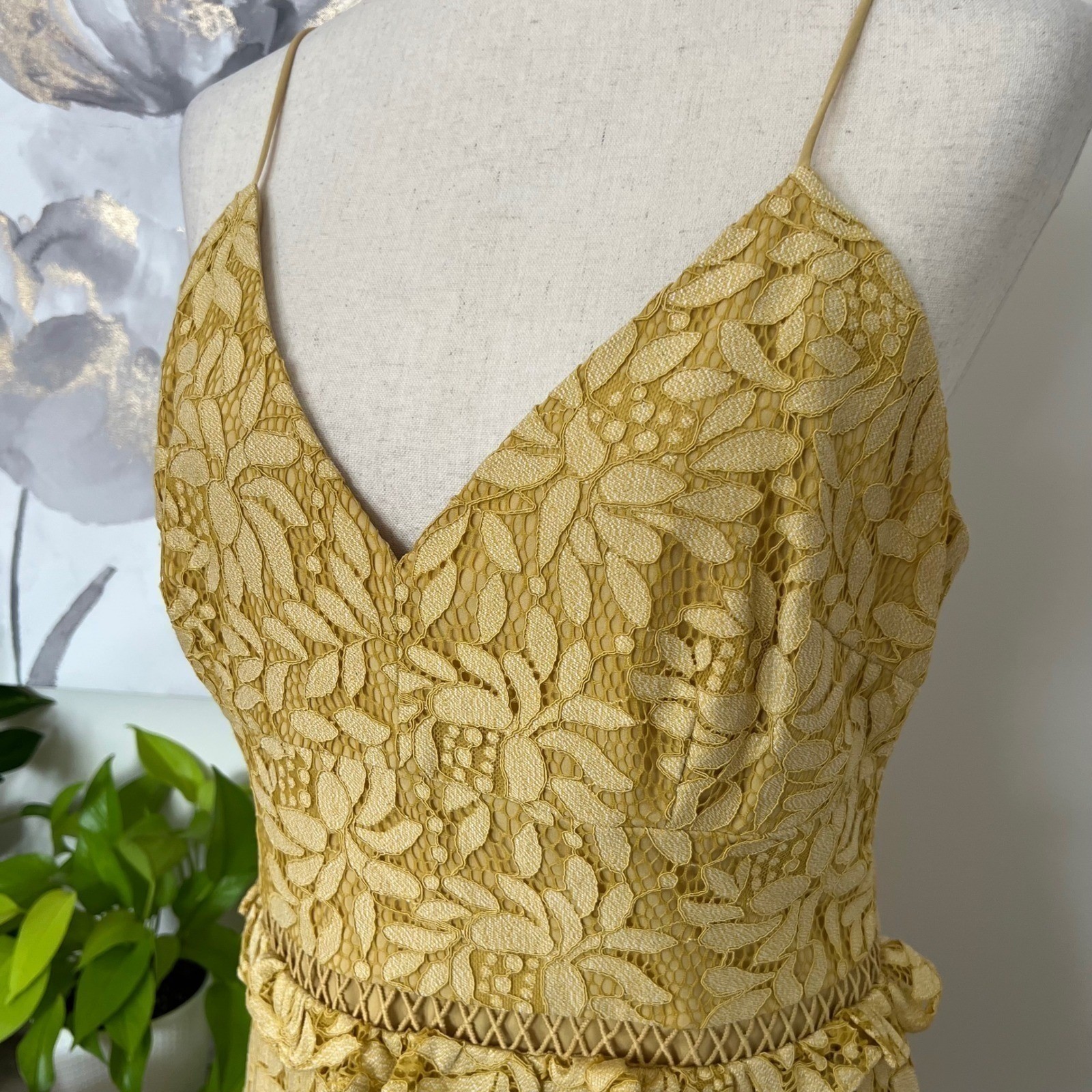 Keepsake The Label Lace Tiered Mini Dress Ruffle Strappy Cottage Coquette