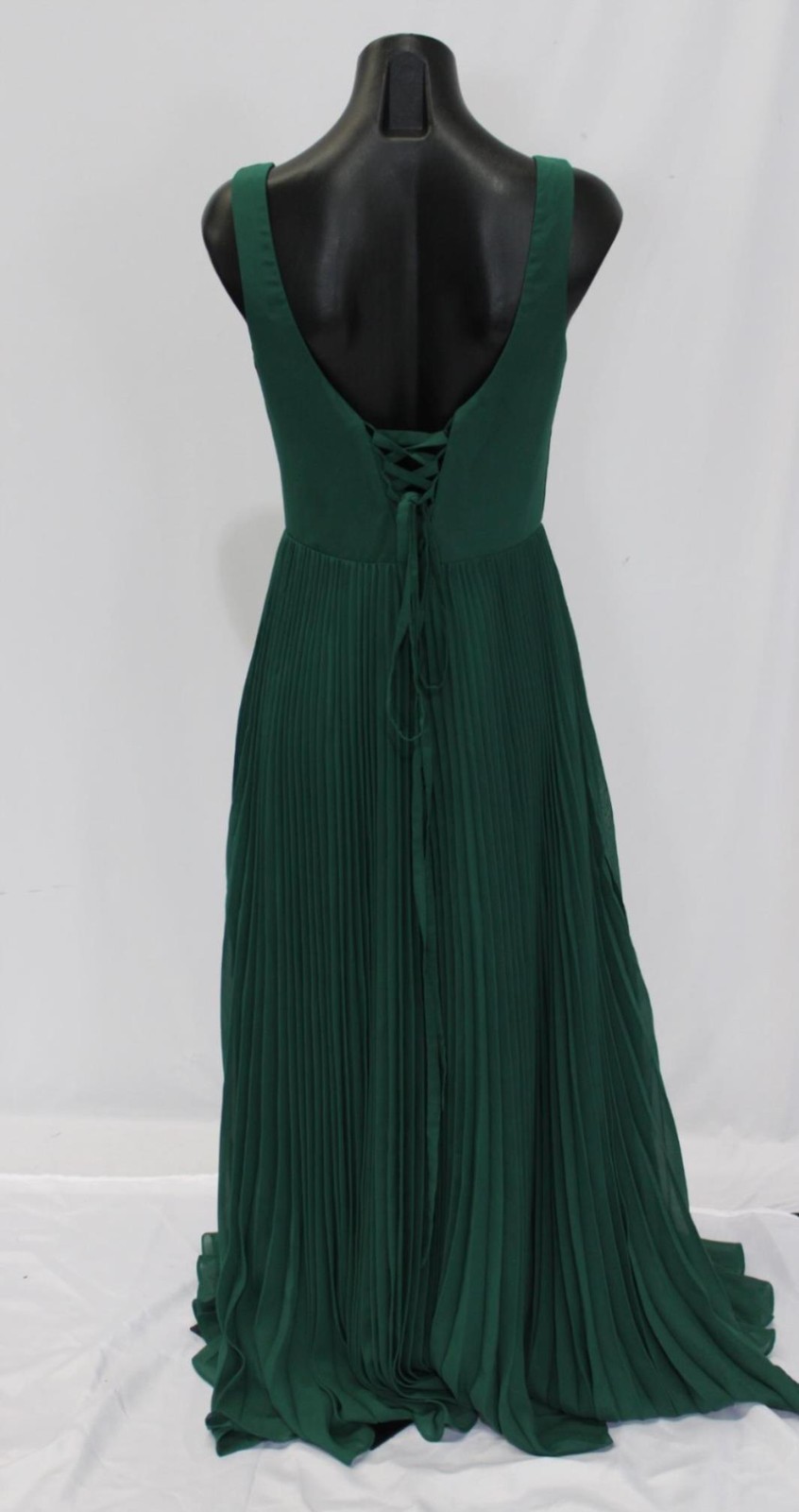 Ryanth Women’s Pleated Detail Solid Print Corset Back Dress NC3 Green Size 6