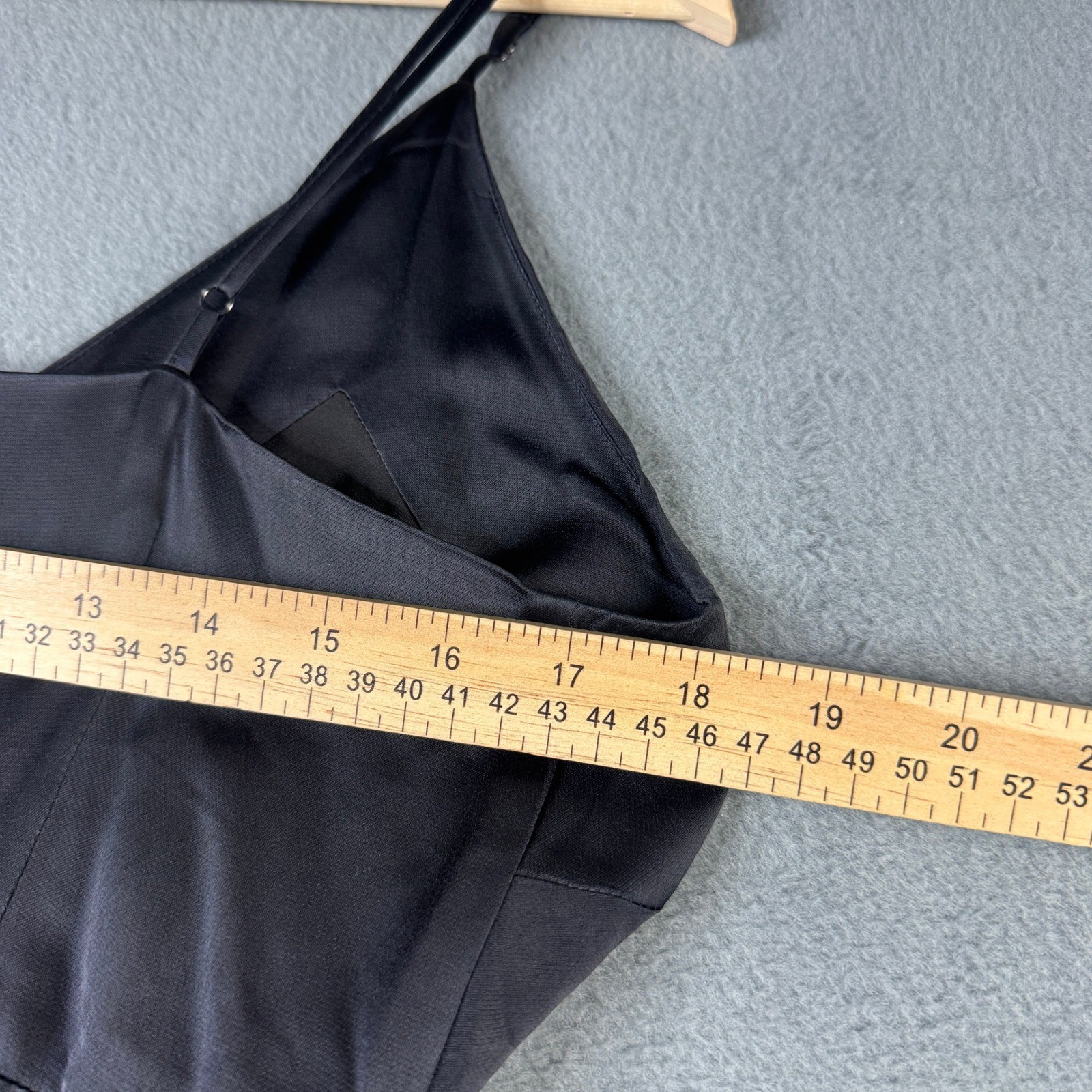 Madewell Black Satin Faux Wrap Midi Slip Dress V-Neck Straps AL307 Size 4