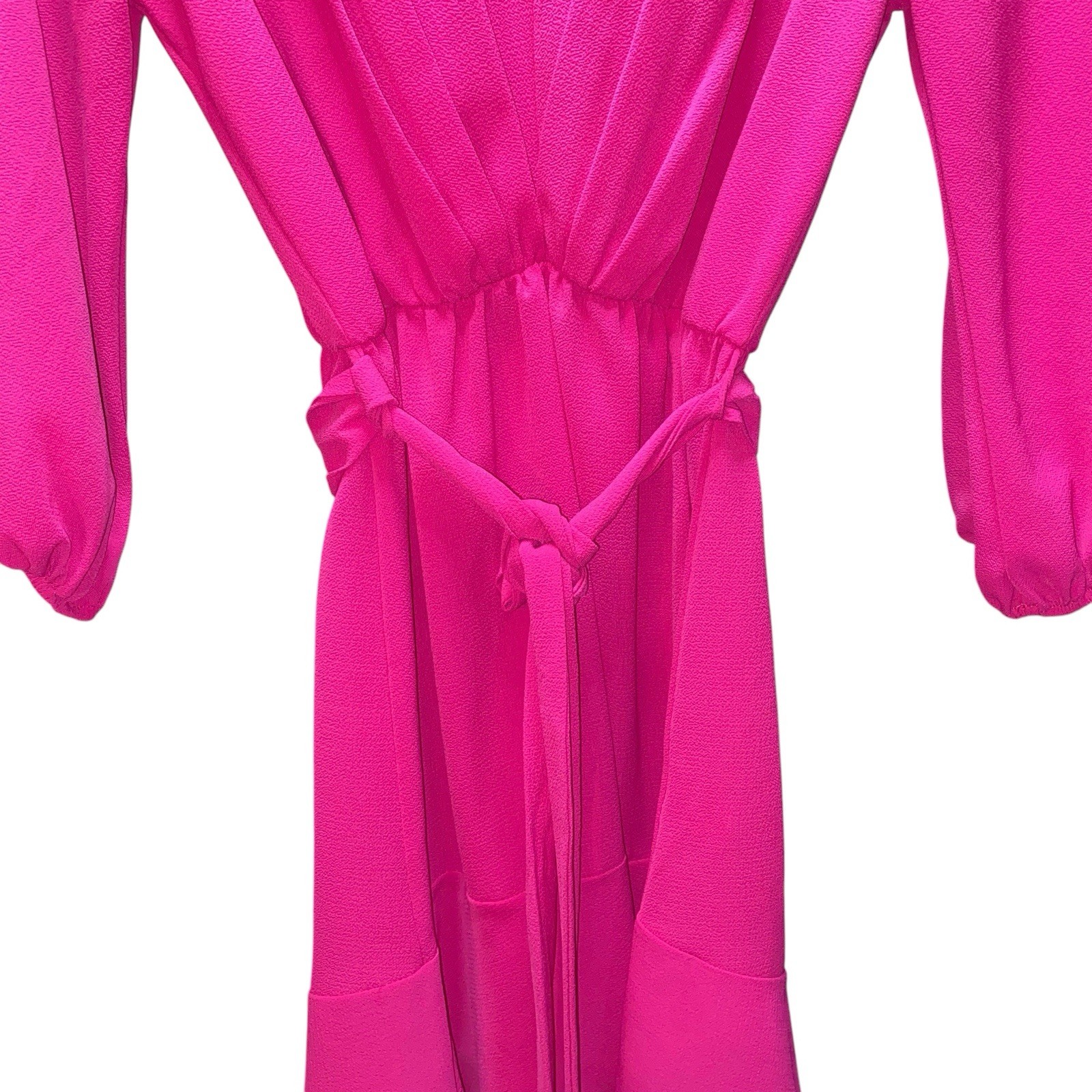 NEW Tyche Fuchsia V-Neck Bodice Evening Date Event MIDI Dress Women’s Small