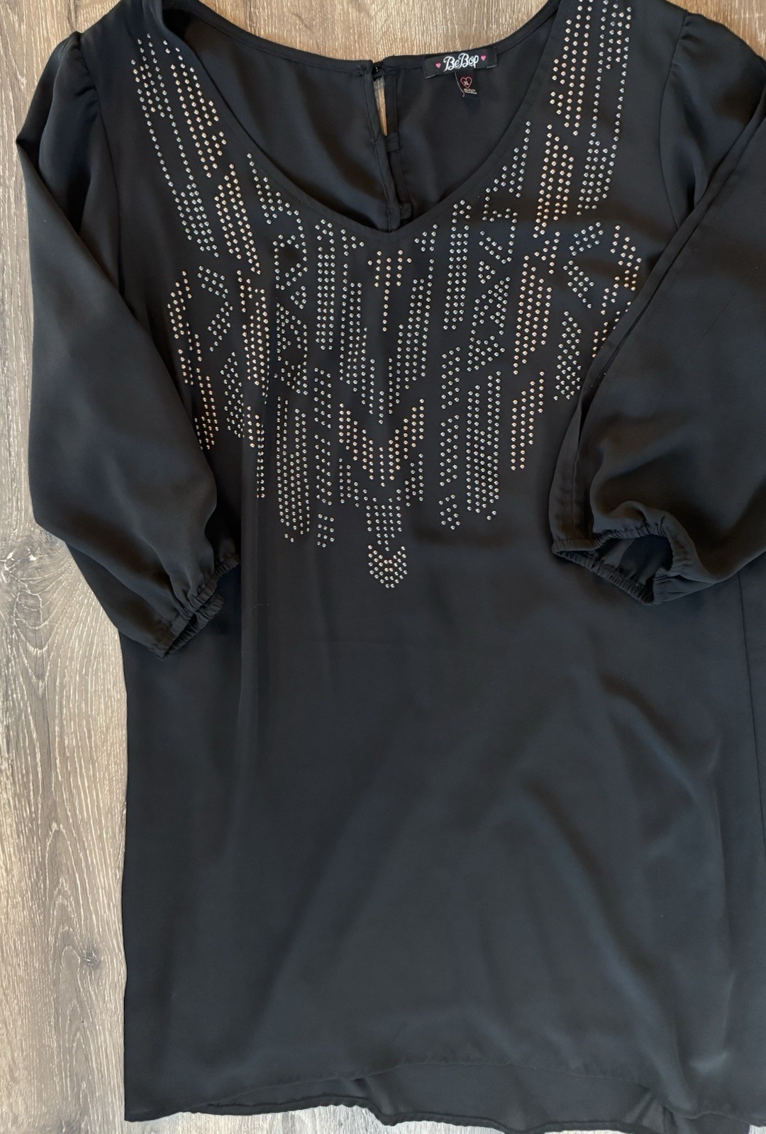 BeBop, Long Sleeve Dress With Silver And Rose Gold Studded Detailing, Size XL