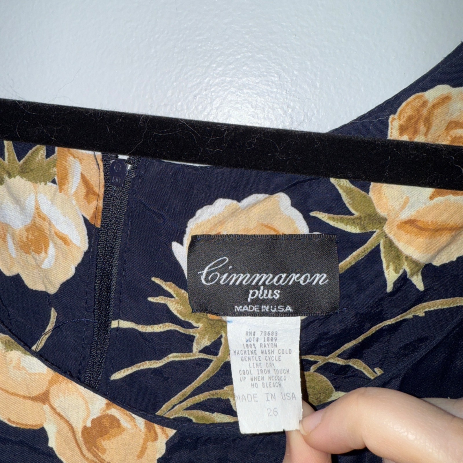 Cimarron Plus Navy Floral Sleeveless Midi Dress Size 26 Rayon Made In USA