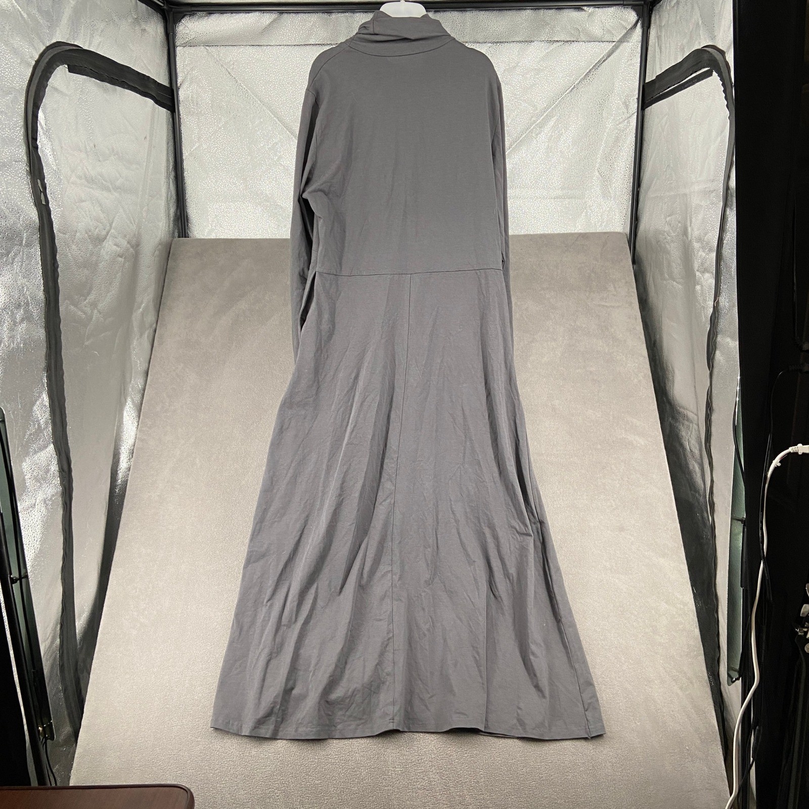 Modesees Charcoal Grey Asymmetrical Draped Maxi Dress Turtleneck Pockets XXL