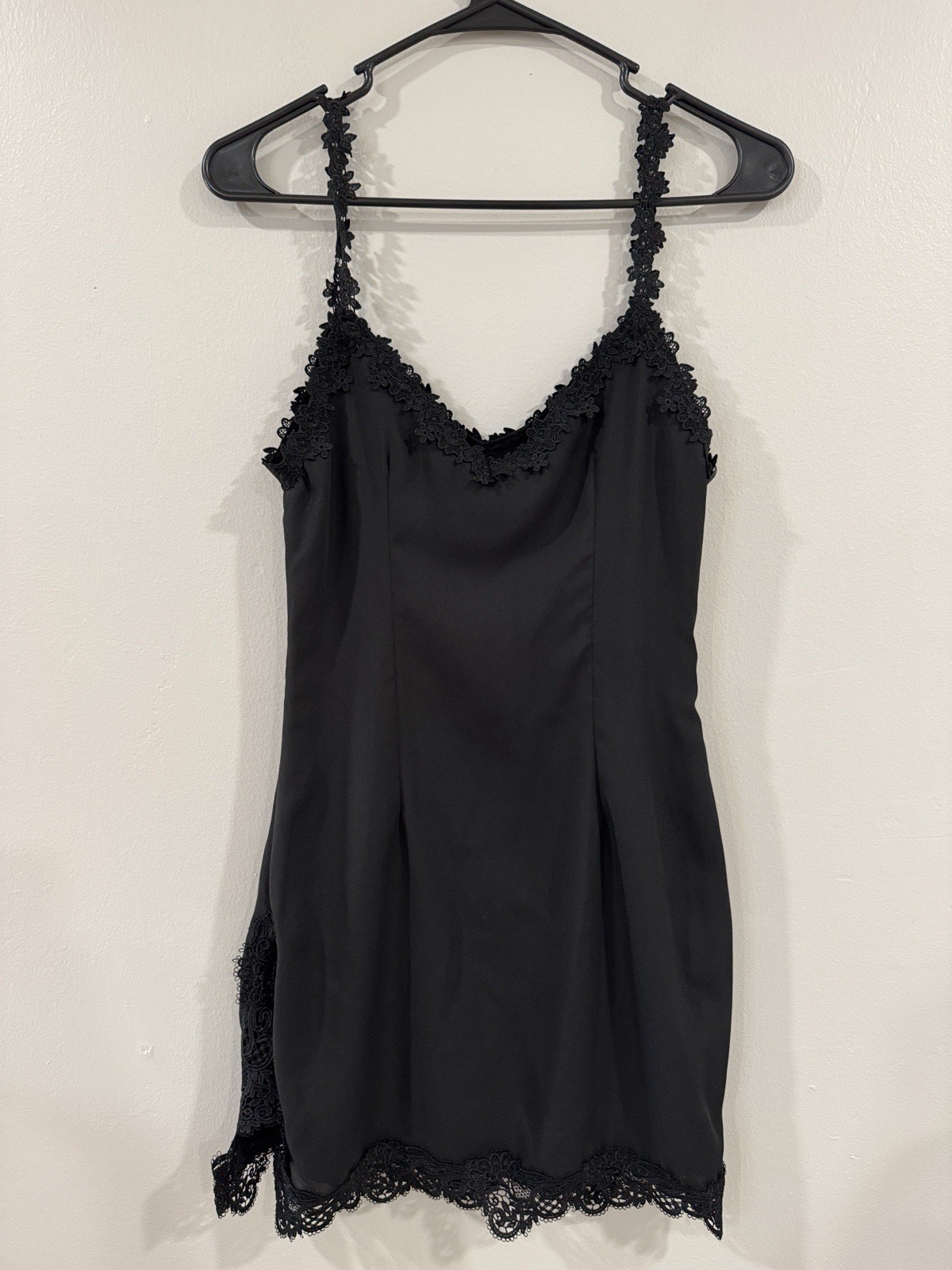 Superdown Revolve Black Floral Lace Trim Mini Dress Size Small