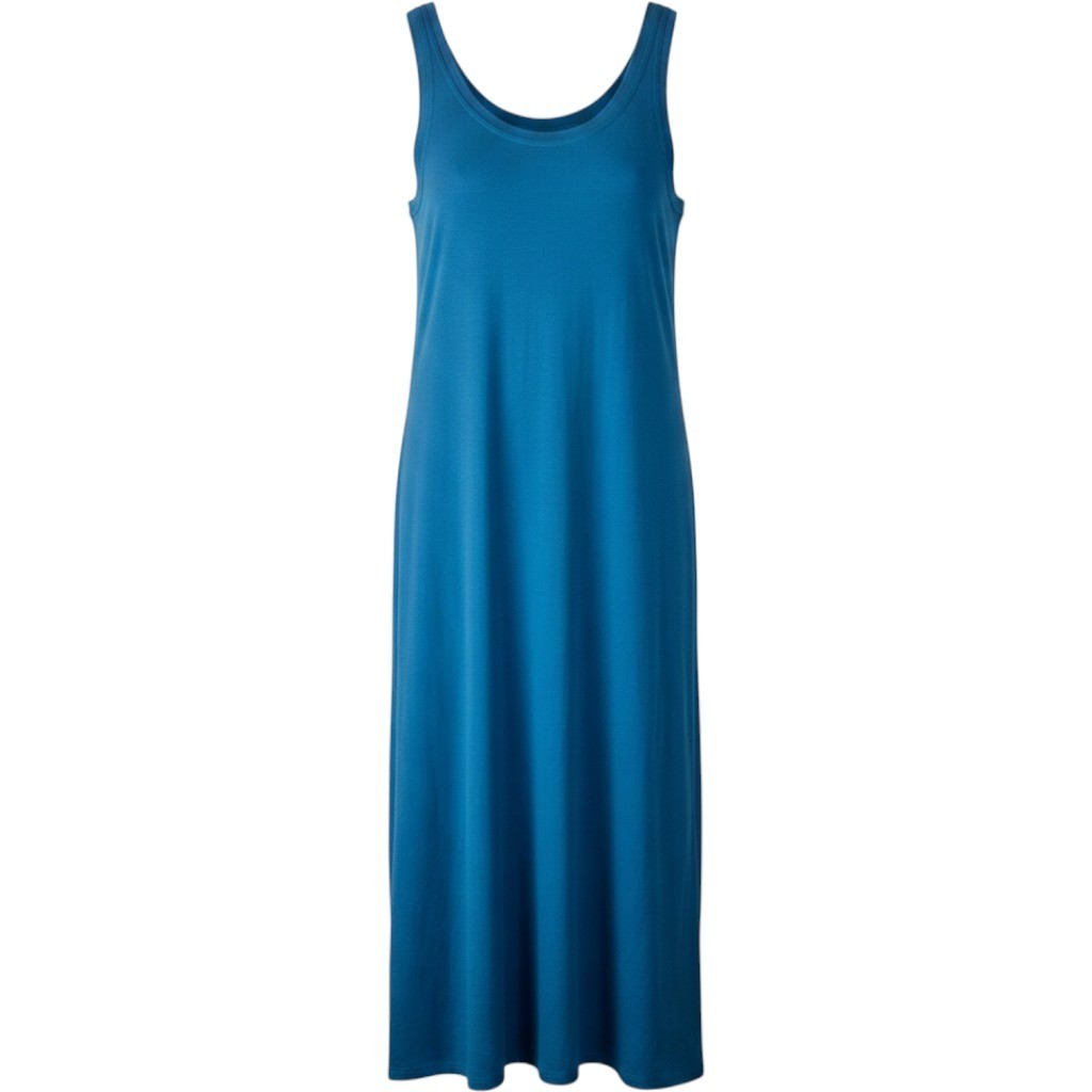 Eileen Fisher Organic Cotton Stretch Tank Maxi Dress Teal Blue Medium M