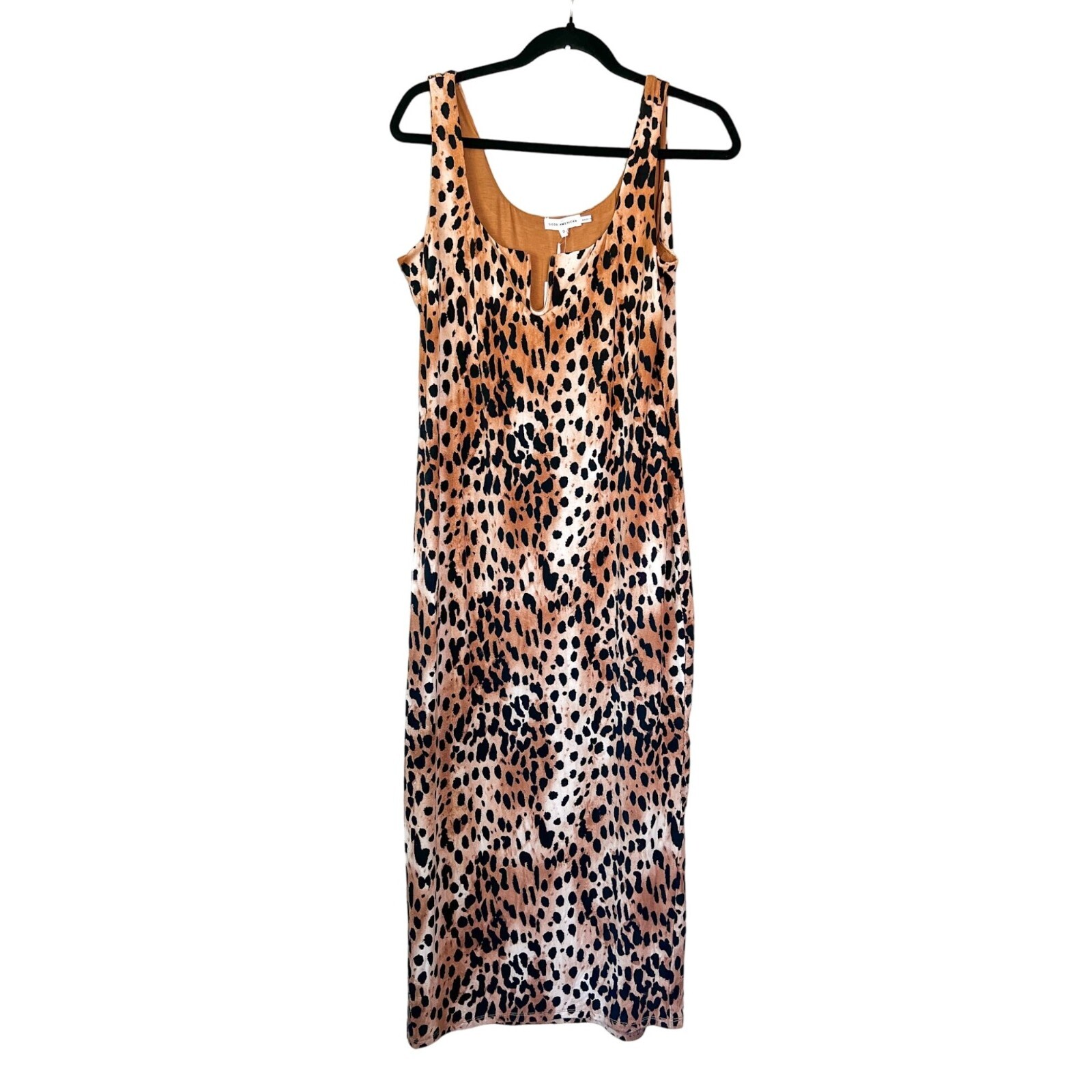 NWT! Good American Caramel Cheetah Body Con Midi Dress Size 5 XXL