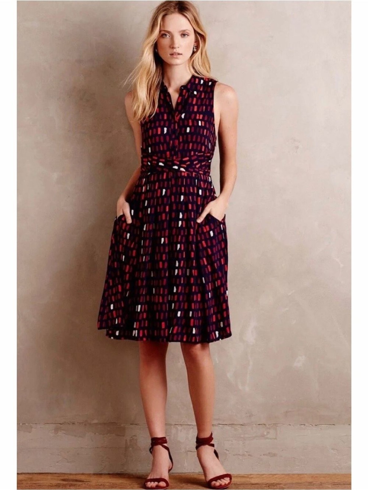 11•1•Tylho ANTHRO NWT Abstract Print Sleeveless Brynn Shirt Dress S