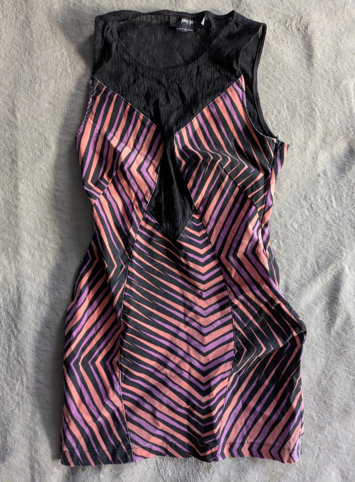 NASTY GAL Mini Dress Womens Large Pink Black Orange Evening Club Bodycon
