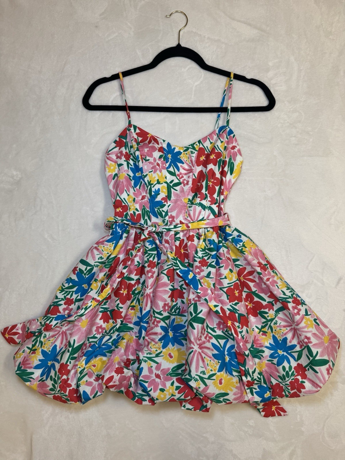 B. Smart Floral Spaghetti Strap Short Fit & Flare Dress Size 5 Multicolor