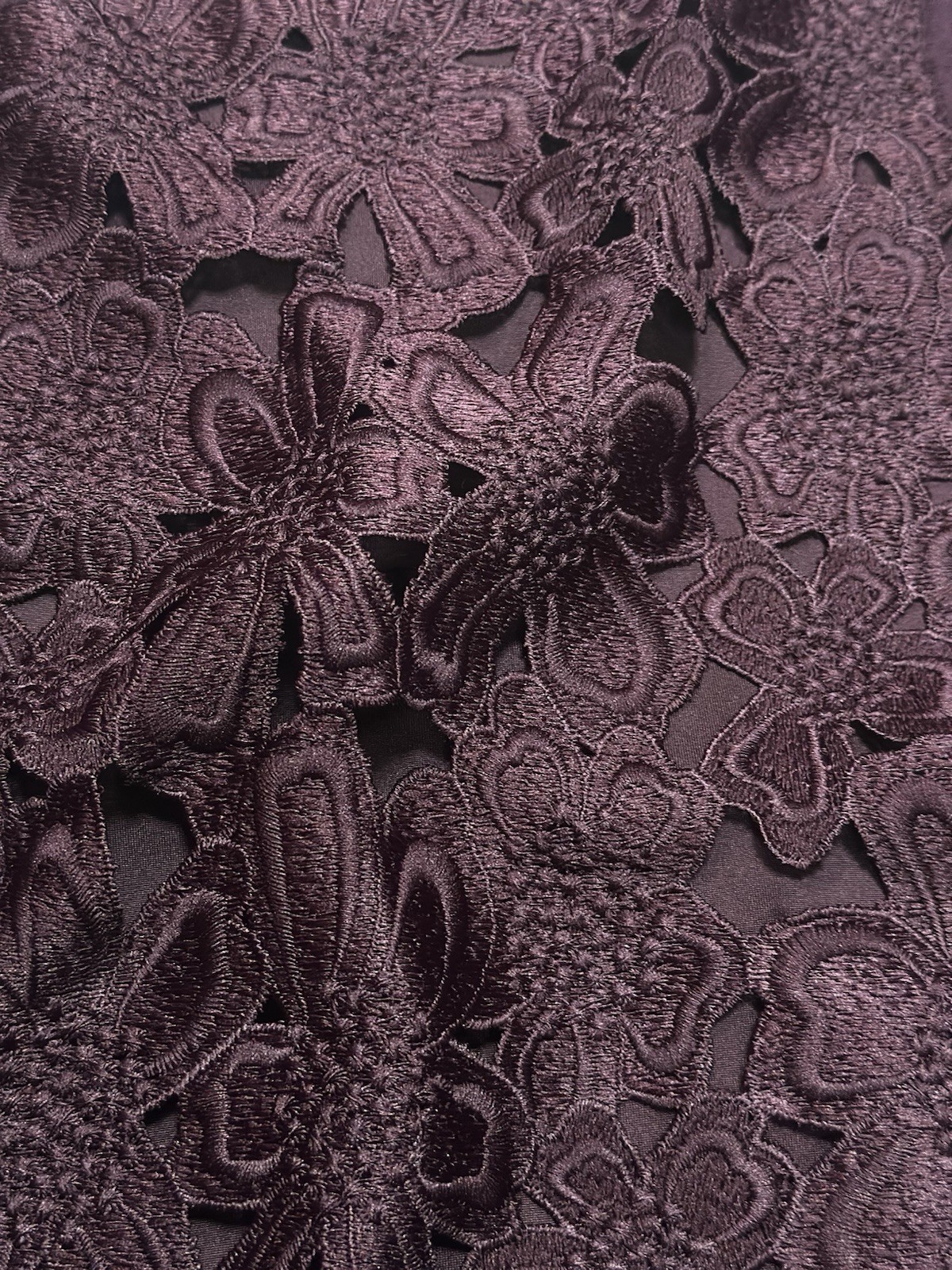 Karen Millen Plum Floral Lace Shift Dress, Size M (UK 12), Elegant Sleeveless