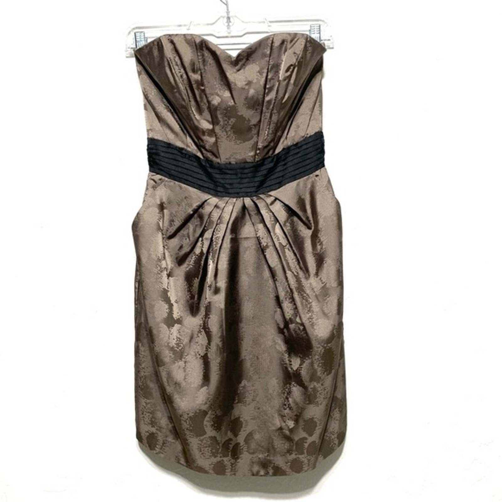 H&M Cocktail Dress Size 4 Brown & Black Sweetheart Neckline Strapless Pleated