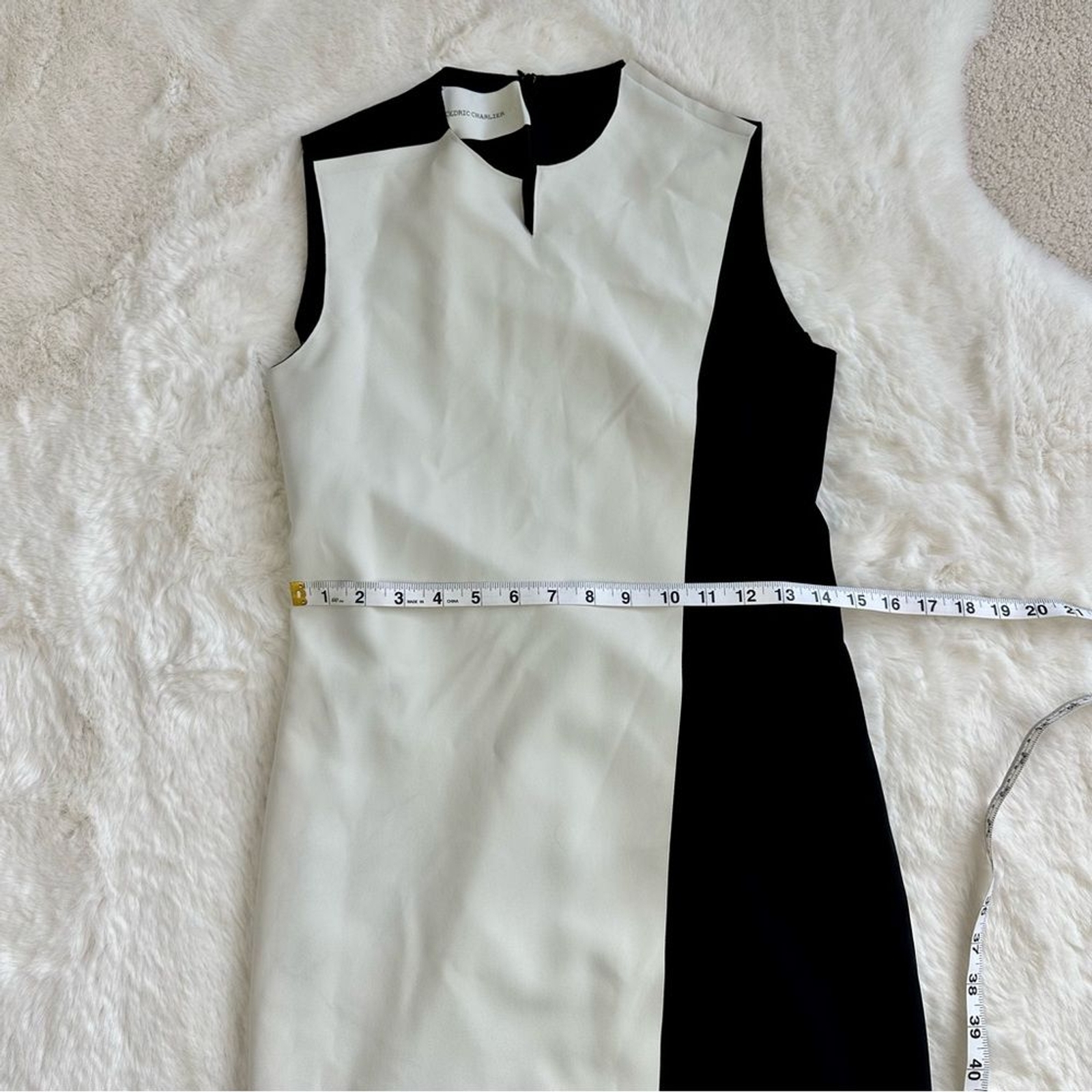 Cédric Charlier Designer Colorblock Asymmetrical Black & White Shift Dre…