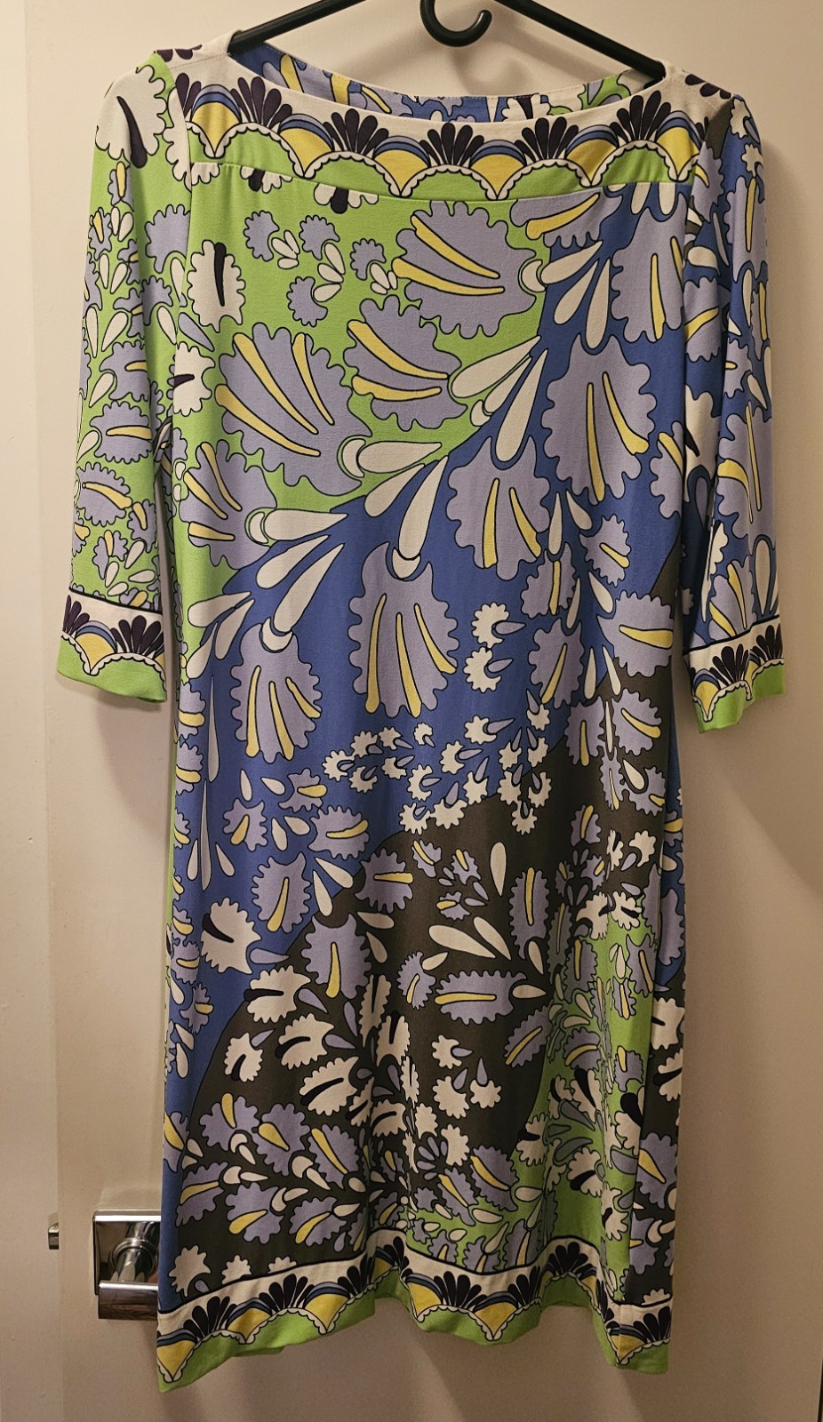 New Directions Women’s Lime Green, Blue & Brown Floral Dress – Size 8