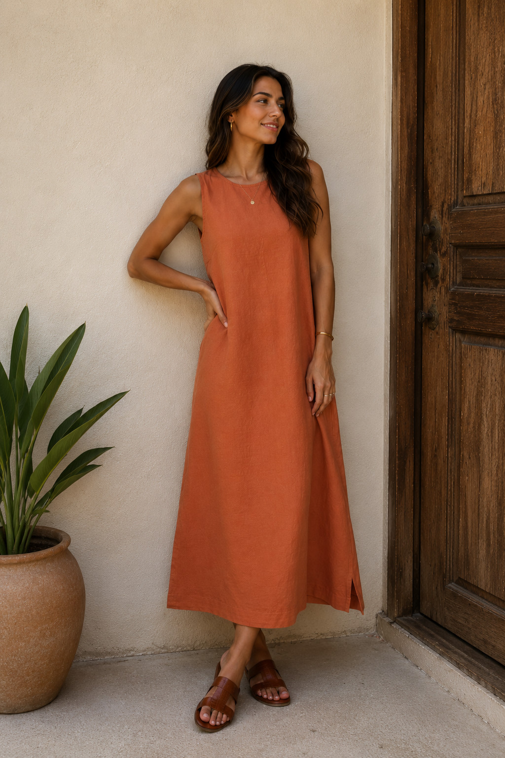 Dye Maine Linen Midi Dress – Yogini