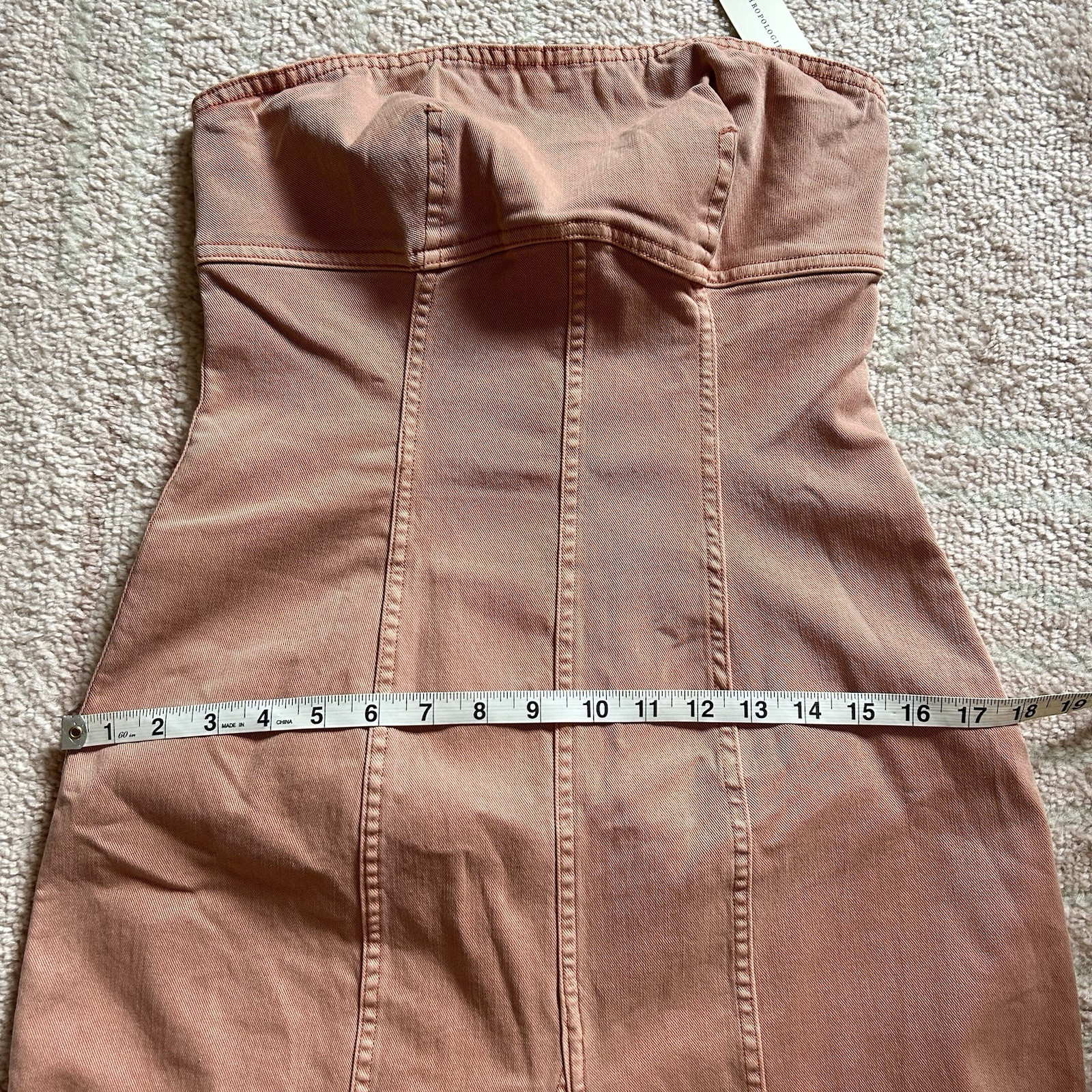 NWT Anthropologie Pilcro Icon Fluted Denim Midi Dress Size Small Coral
