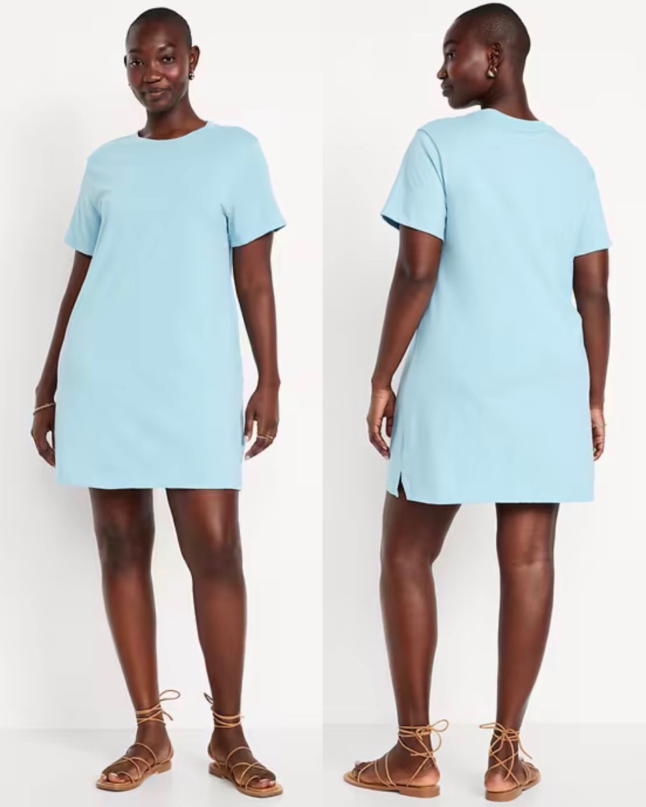 Old Navy Women’s Vintage Crew-Neck Mini T-Shirt Dress Cool Rain Size Large