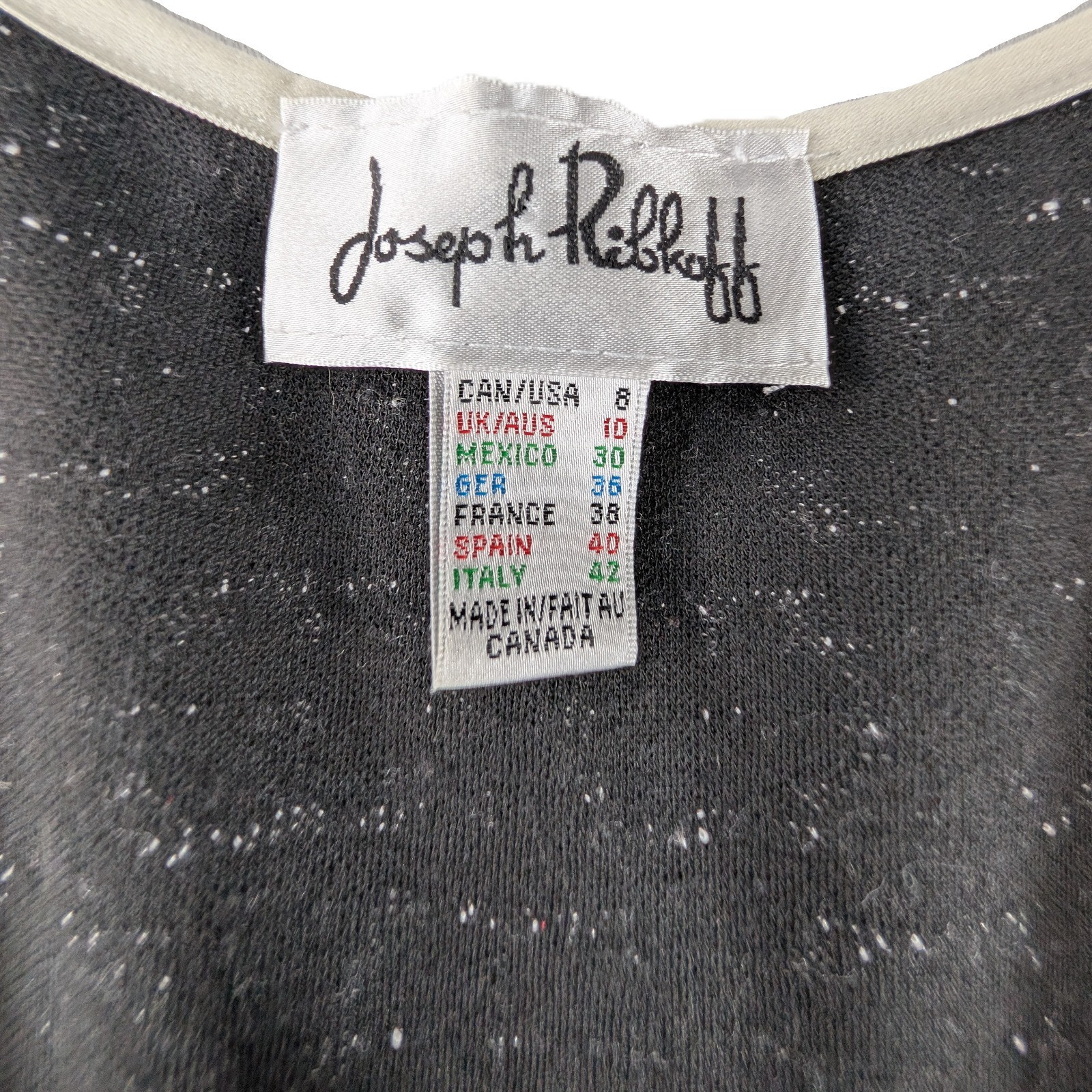 Joseph Ribkoff Sweater Dress Womens Size 8 Black White Knit Pullover Bodycon