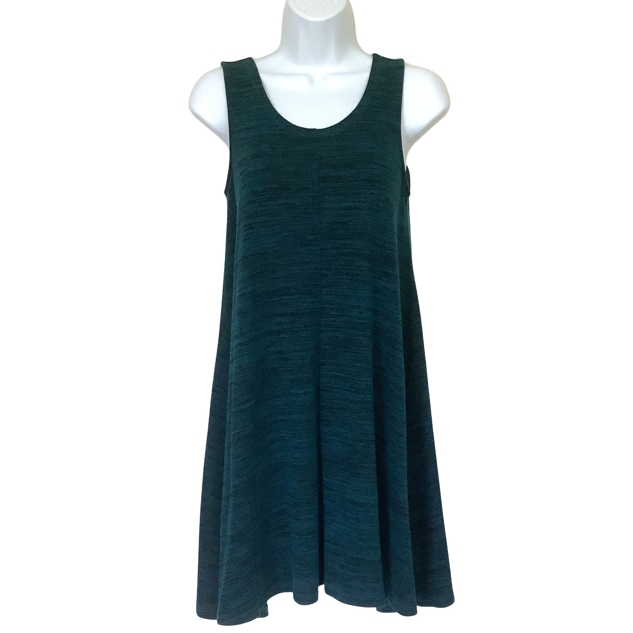 Womens A Line Sleeveless Dress S Polyester Stretch Green Slash Pockets George