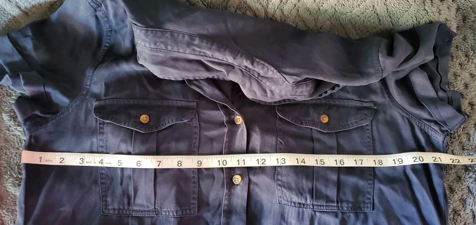 Teddi Rose Navy Solid Tencel Twill Midi Shirt Dress Button Belt Pockets Sz L NWO