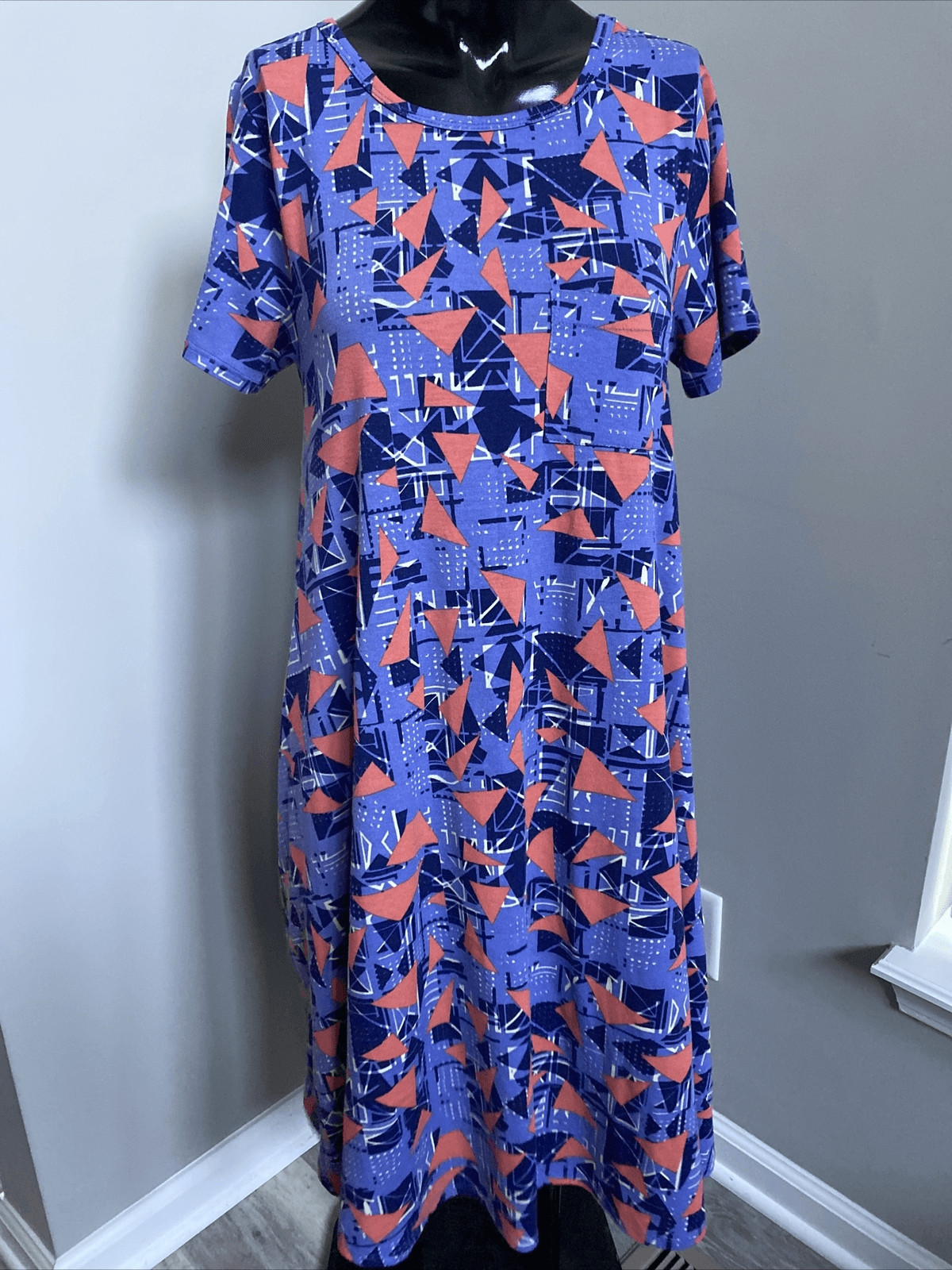 LuLaRoe XS Carly Geometric Purple Orange White Polyester 96%, 4% Spandex