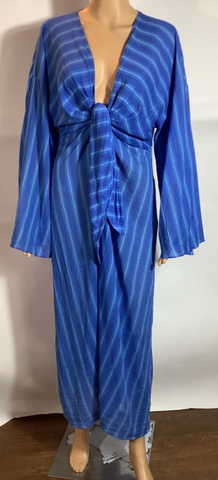 Mango x Simon Miller blue Striped Dress with Knot Detail knotted tie EUR M USA 6