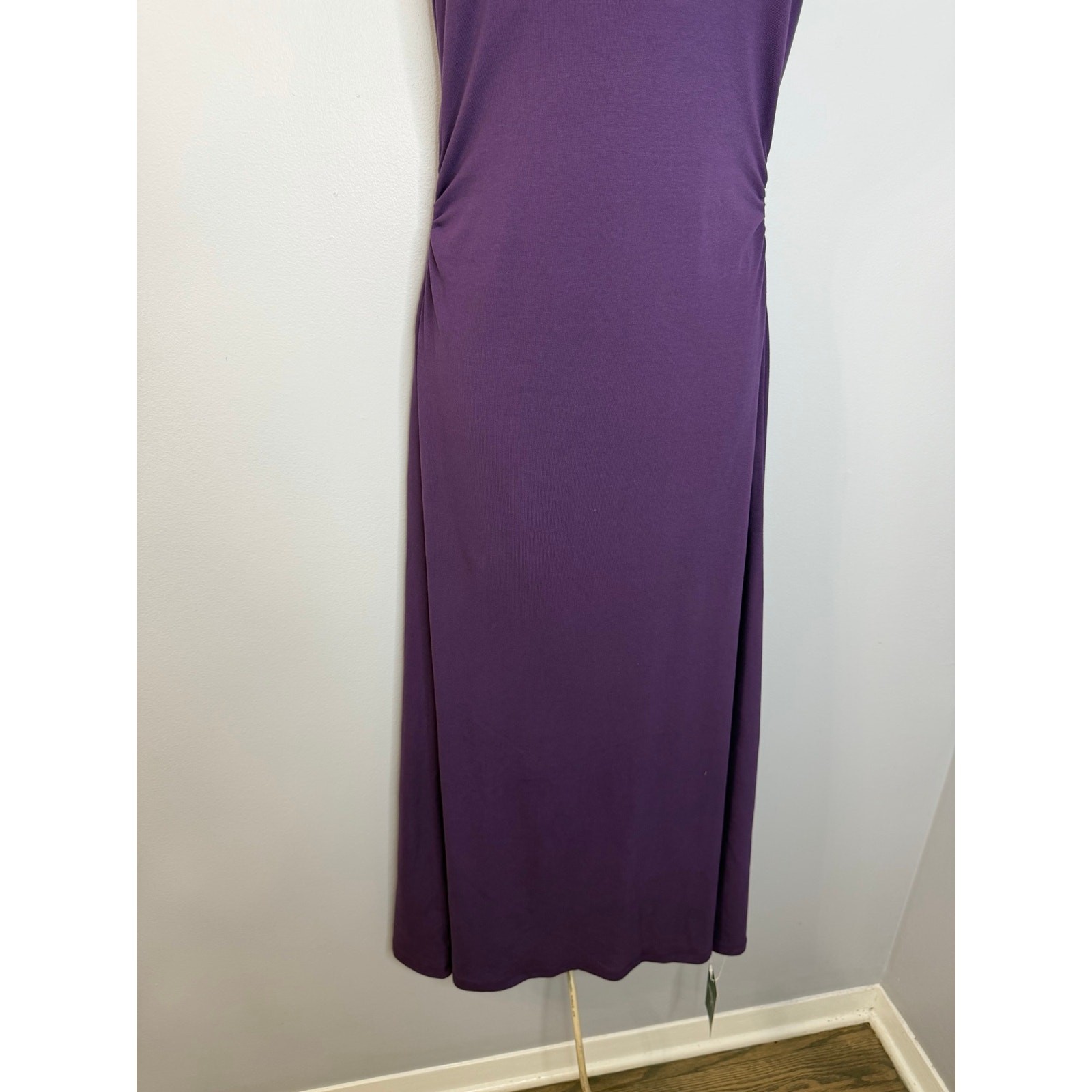 Halara Racerback Ruched Built-in Bra Midi Casual Dress Jersey Stretch Sz M New