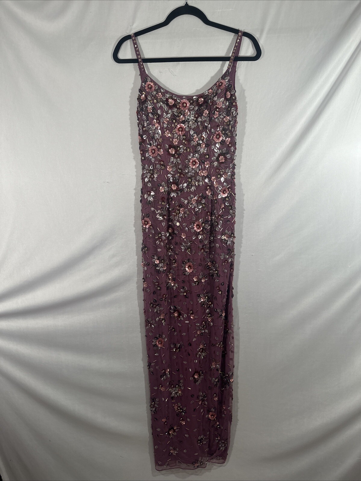 NWT Mac Duggal [ 2 ] 5477 Floral Embellished Scoop Neck Gown Raspberry J1227