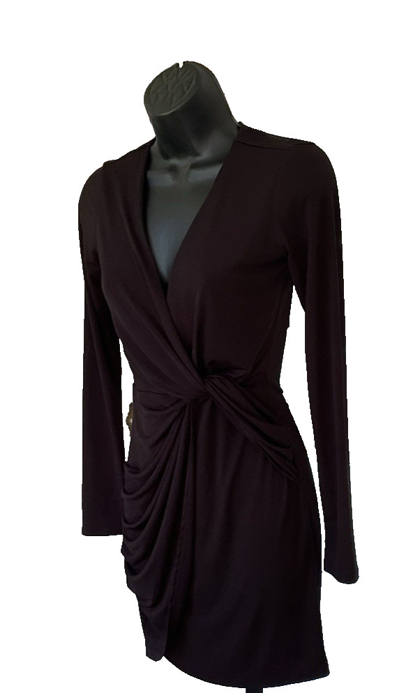 Forever 21 Black Knot Front Long Sleeve Bodycon Mini Dress Womens Size S