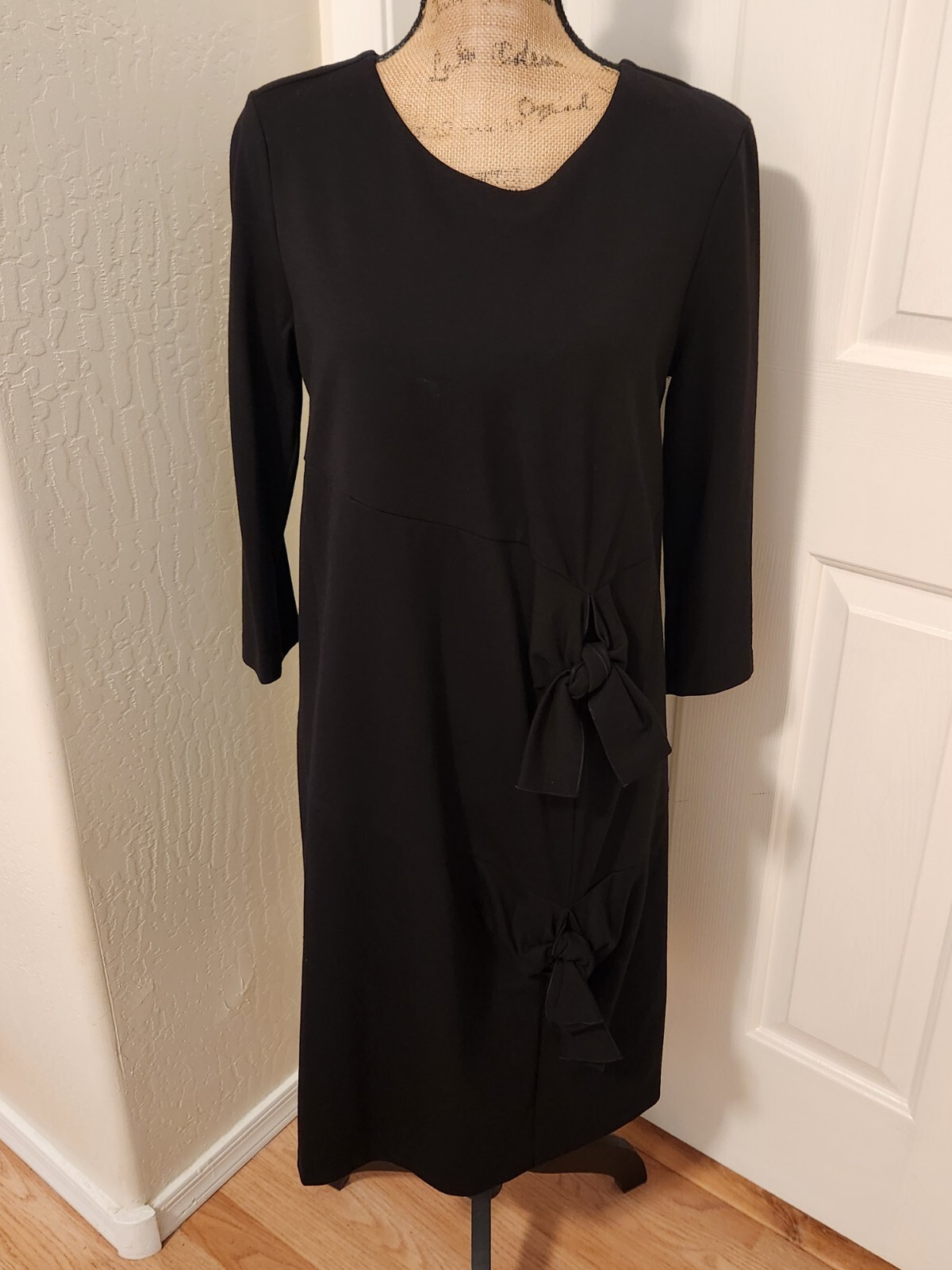 Halogen Women’s Size S Black 3/4 Sleeve Relaxed Fit Knit Shift Dress